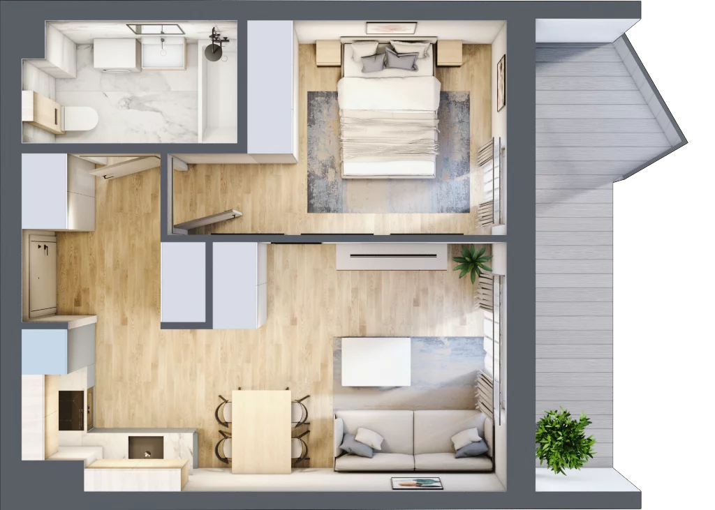 2 pokoje, apartament inwestycyjny 38,12 m², piętro 2, oferta nr 3.5, MidAqua Apartments, Międzywodzie, ul. Szkolna