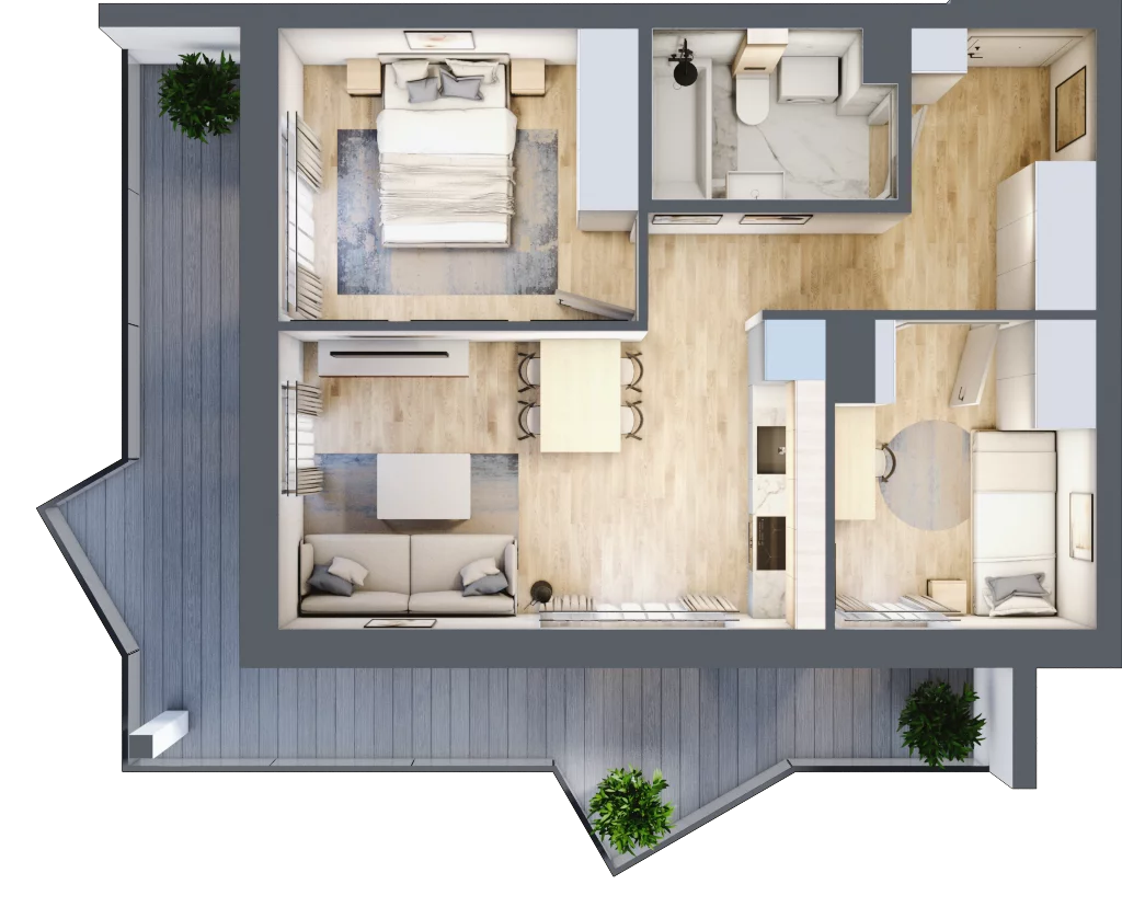 3 pokoje, apartament inwestycyjny 45,98 m², piętro 1, oferta nr 2.9, MidAqua Apartments, Międzywodzie, ul. Szkolna
