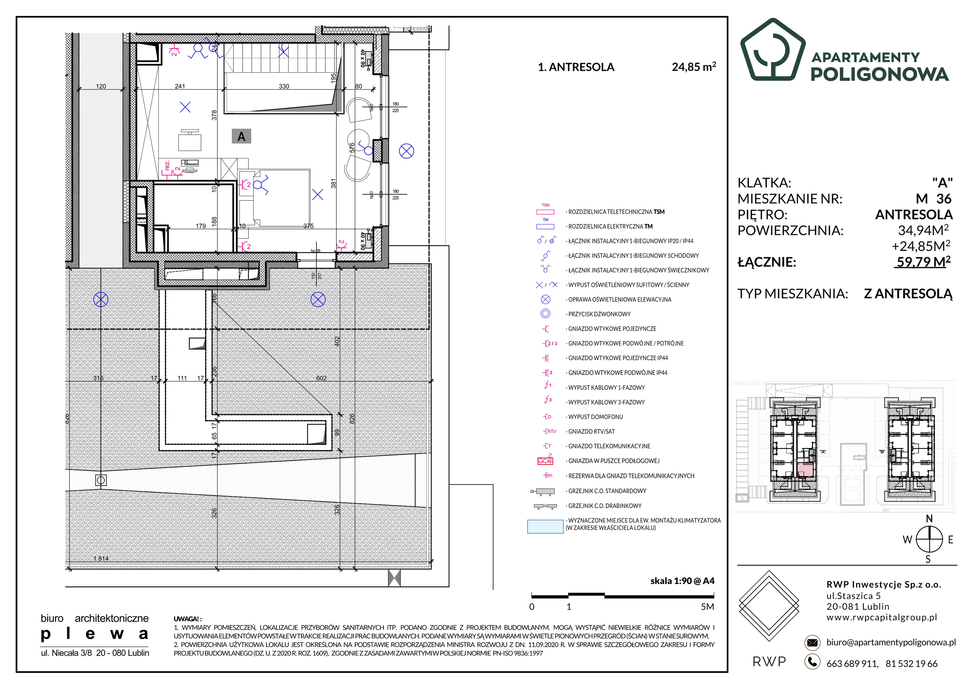 3 pokoje, mieszkanie 59,79 m², piętro 3, oferta nr 36, Apartamenty Poligonowa 4, Lublin, Sławin, ul. Poligonowa