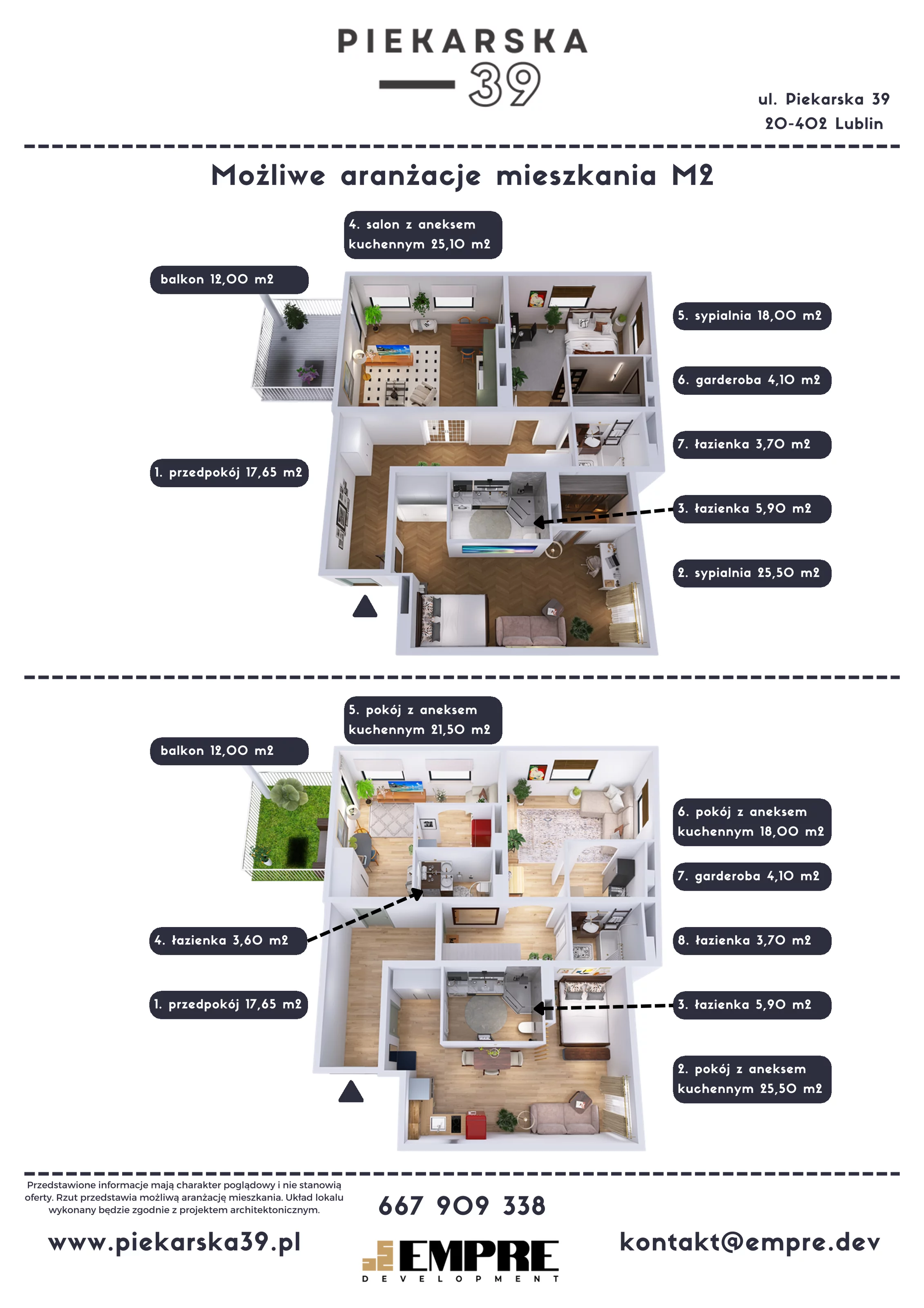 3 pokoje, mieszkanie 99,95 m², piętro 1, oferta nr M2, Piekarska 39, Lublin, Za Cukrownią, ul. Piekarska 39