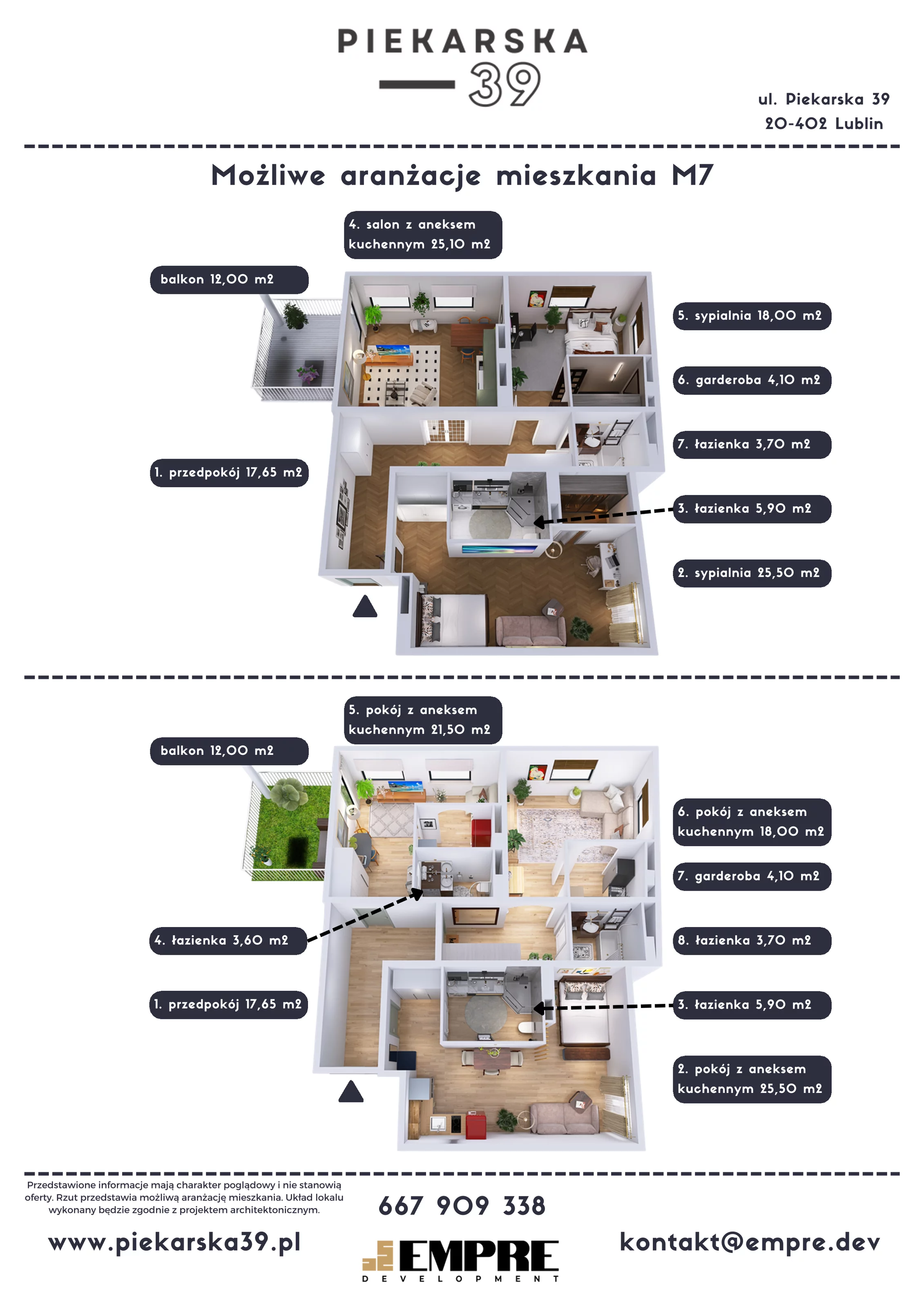 3 pokoje, mieszkanie 99,95 m², piętro 3, oferta nr M7, Piekarska 39, Lublin, Za Cukrownią, ul. Piekarska 39