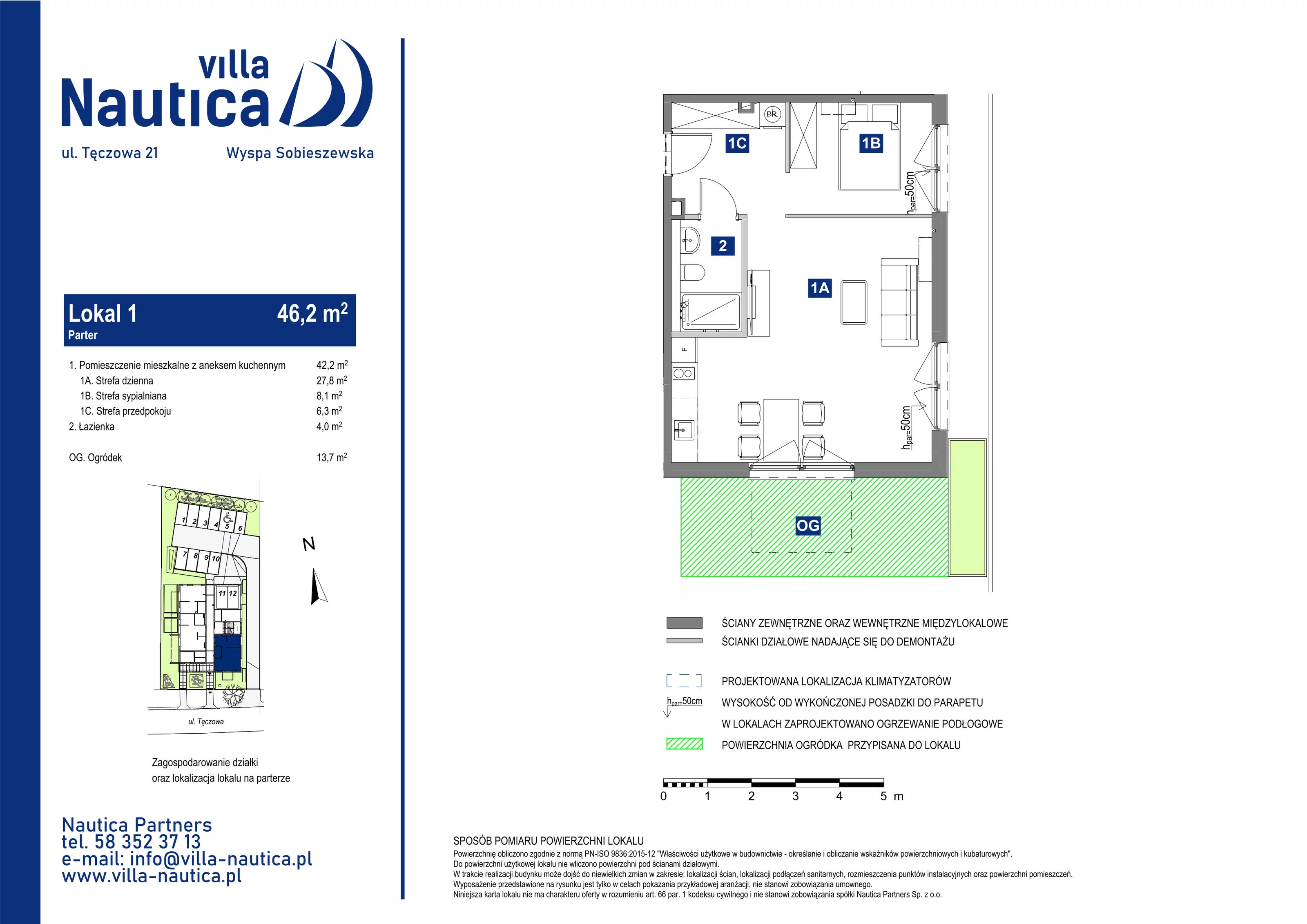 2 pokoje, apartament 46,20 m², parter, oferta nr 1, Villa Nautica, Gdańsk, Wyspa Sobieszewska, ul. Tęczowa 21