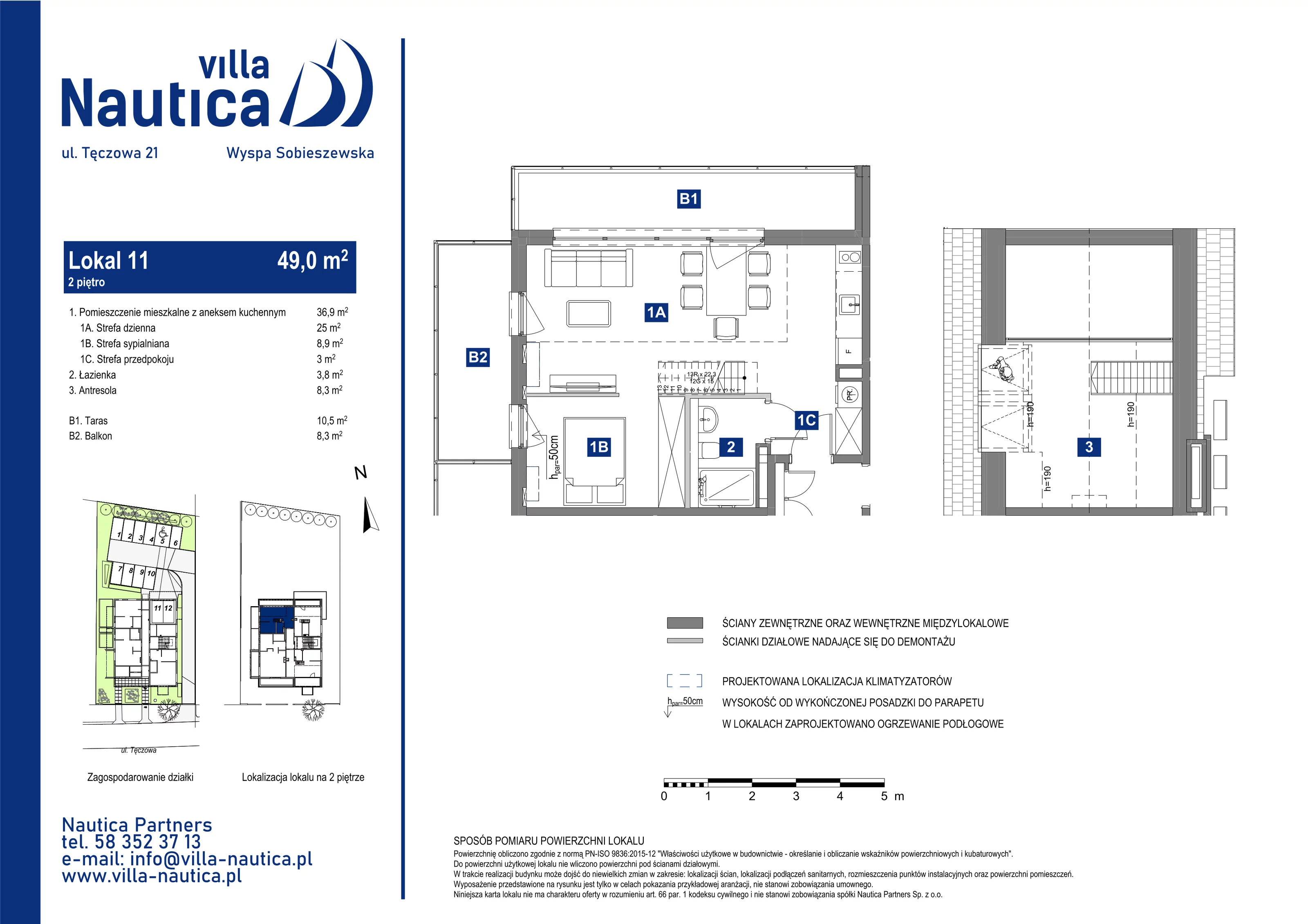 2 pokoje, apartament 49,00 m², piętro 2, oferta nr 11, Villa Nautica, Gdańsk, Wyspa Sobieszewska, ul. Tęczowa 21