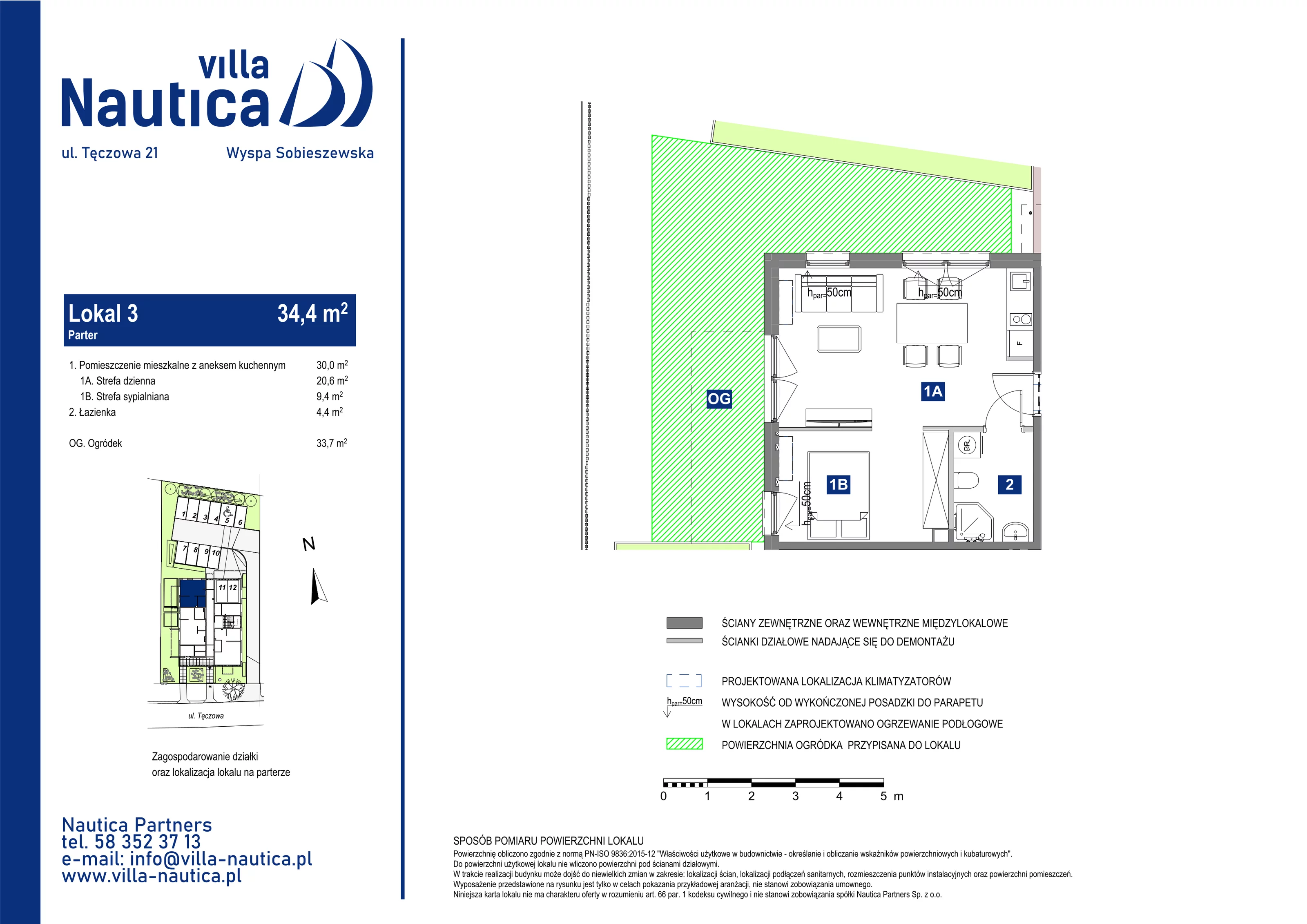 2 pokoje, apartament 34,40 m², parter, oferta nr 3, Villa Nautica, Gdańsk, Wyspa Sobieszewska, ul. Tęczowa 21
