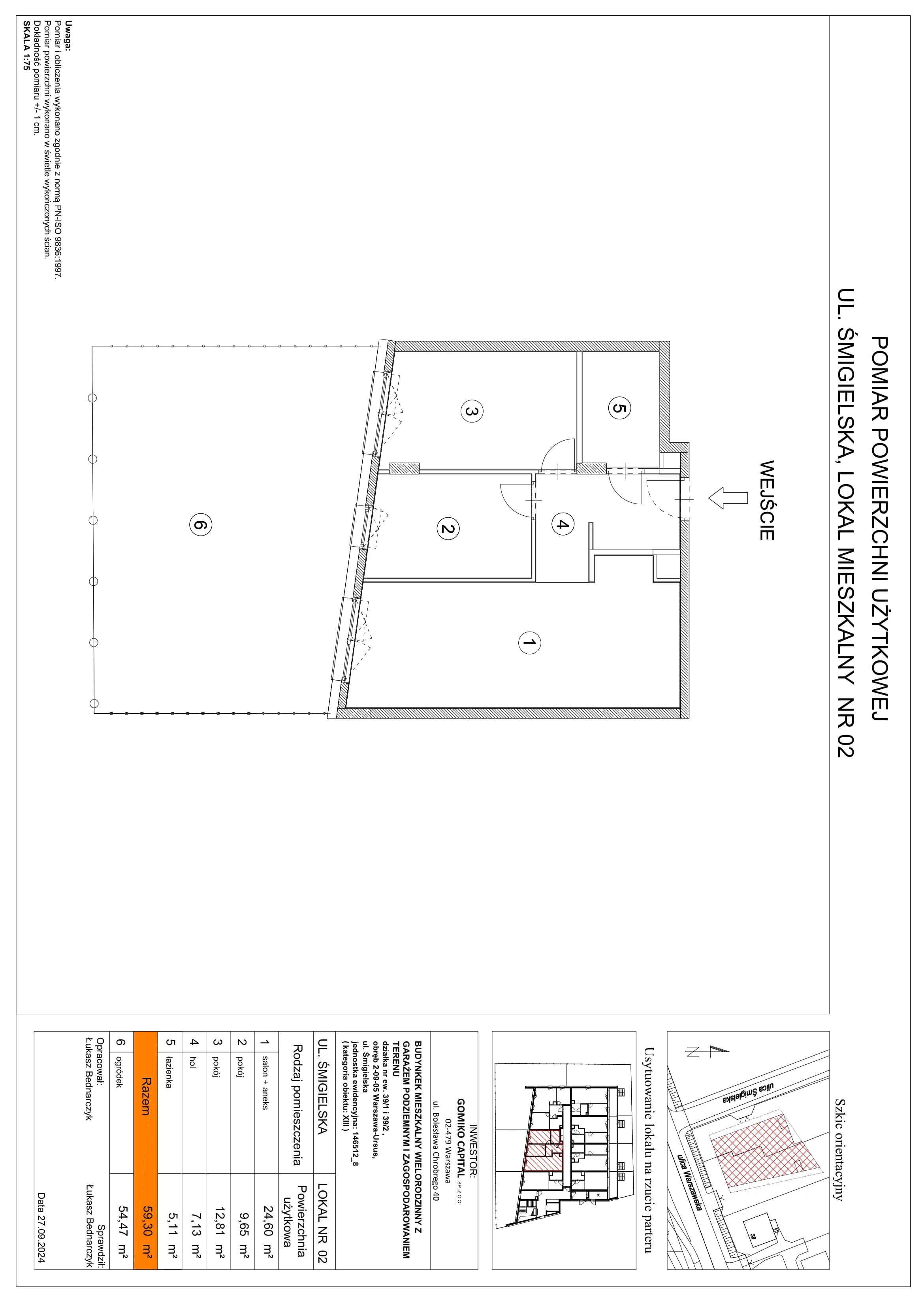 3 pokoje, mieszkanie 59,30 m², parter, oferta nr M2, Apartamenty Śmigielska, Warszawa, Ursus, Gołąbki, ul. Śmigielska 2