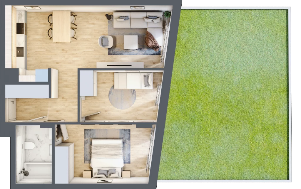 3 pokoje, mieszkanie 59,30 m², parter, oferta nr M2, Apartamenty Śmigielska, Warszawa, Ursus, Gołąbki, ul. Śmigielska 2