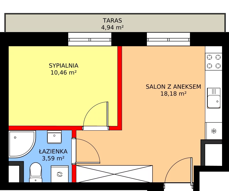 2 pokoje, mieszkanie 32,23 m², piętro 6, oferta nr 34, Apartamenty Grajewska, Warszawa, Praga Północ, Szmulki, ul. Grajewska 19A