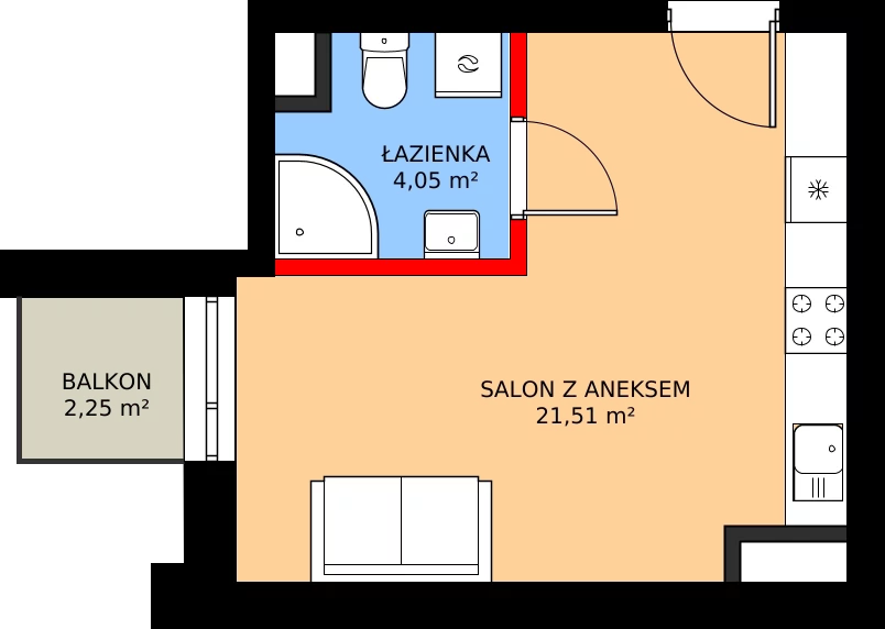1 pokój, mieszkanie 25,56 m², parter, oferta nr 1, Apartamenty Grajewska, Warszawa, Praga Północ, Szmulki, ul. Grajewska 19A