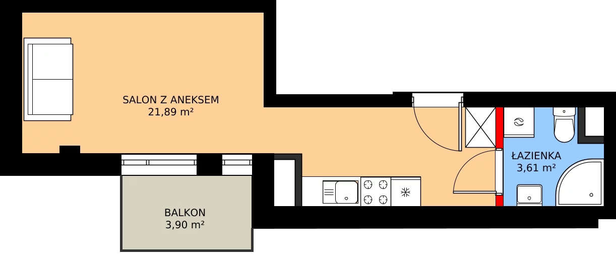 1 pokój, mieszkanie 25,50 m², parter, oferta nr 2, Apartamenty Grajewska, Warszawa, Praga Północ, Szmulki, ul. Grajewska 19A