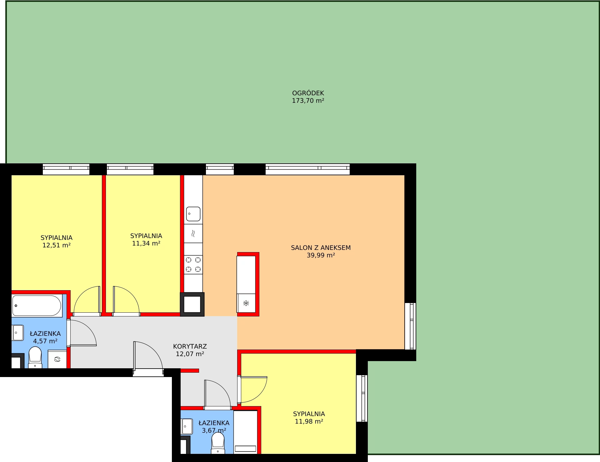 4 pokoje, mieszkanie 96,13 m², parter, oferta nr A2, Vilanovia Park, Warszawa, Wilanów, Zawady, ul. Dostatnia 3A i 3B