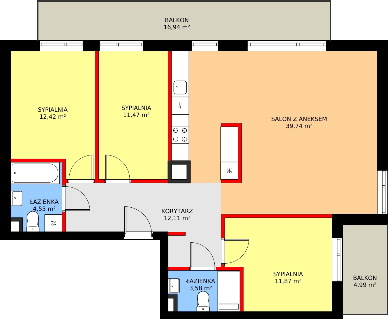4 pokoje, mieszkanie 95,74 m², piętro 1, oferta nr A4, Vilanovia Park, Warszawa, Wilanów, Zawady, ul. Dostatnia 3A i 3B