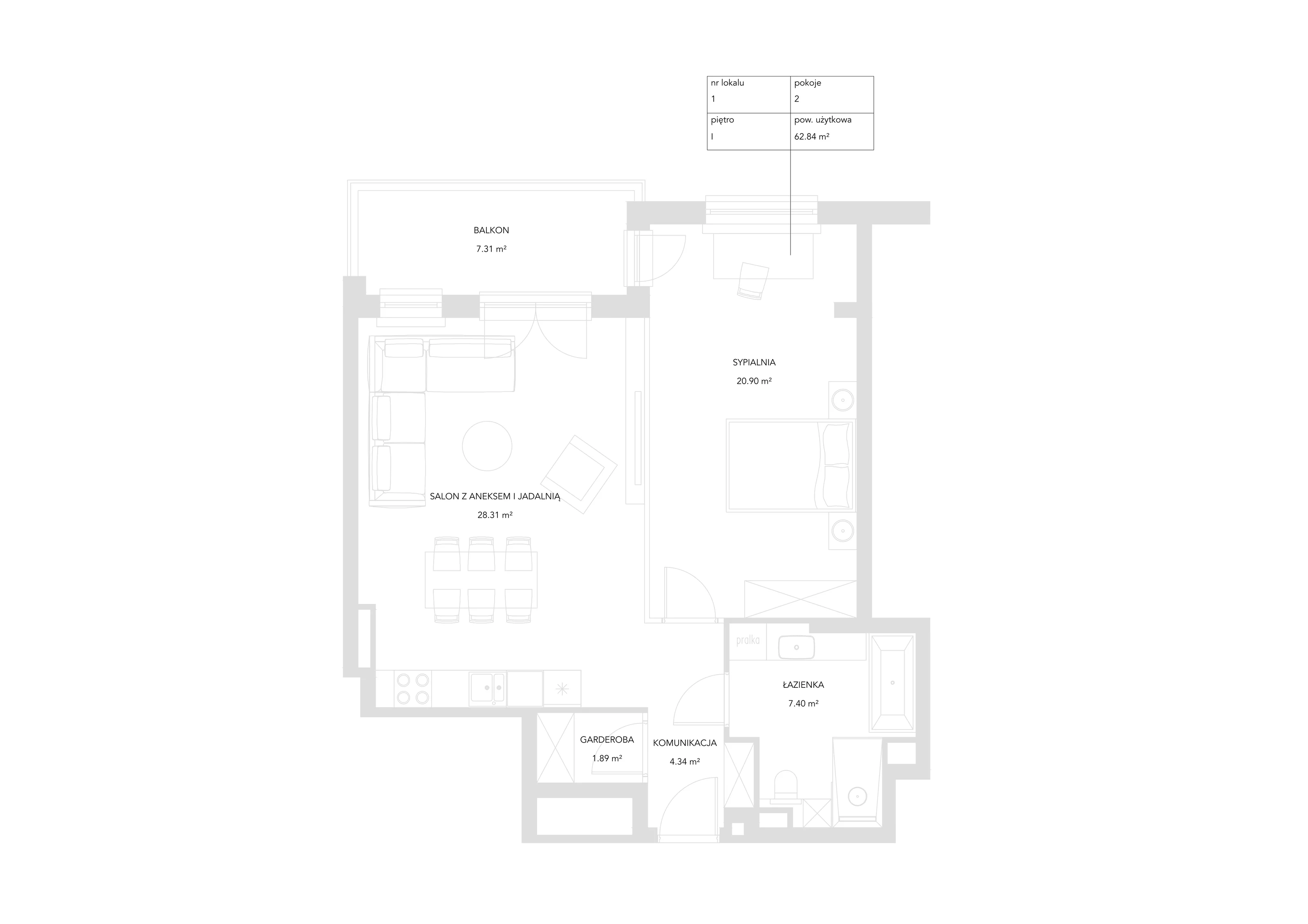 2 pokoje, mieszkanie 62,84 m², piętro 1, oferta nr 1, Zielony Zakątek, Warszawa, Włochy, Stare Włochy, ul. Krańcowa 5