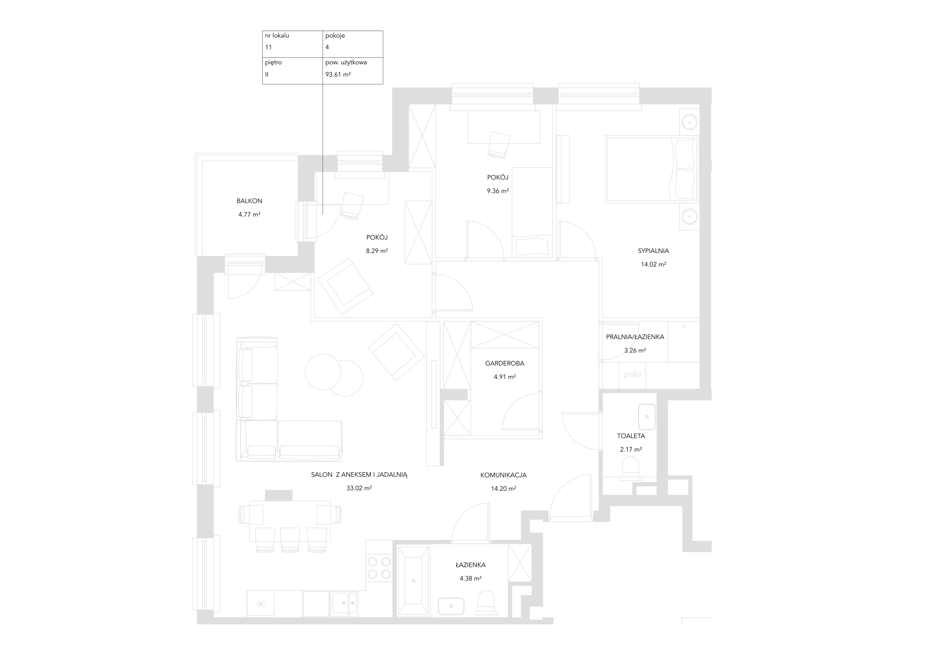 4 pokoje, mieszkanie 93,61 m², piętro 2, oferta nr 11, Zielony Zakątek, Warszawa, Włochy, Stare Włochy, ul. Krańcowa 5