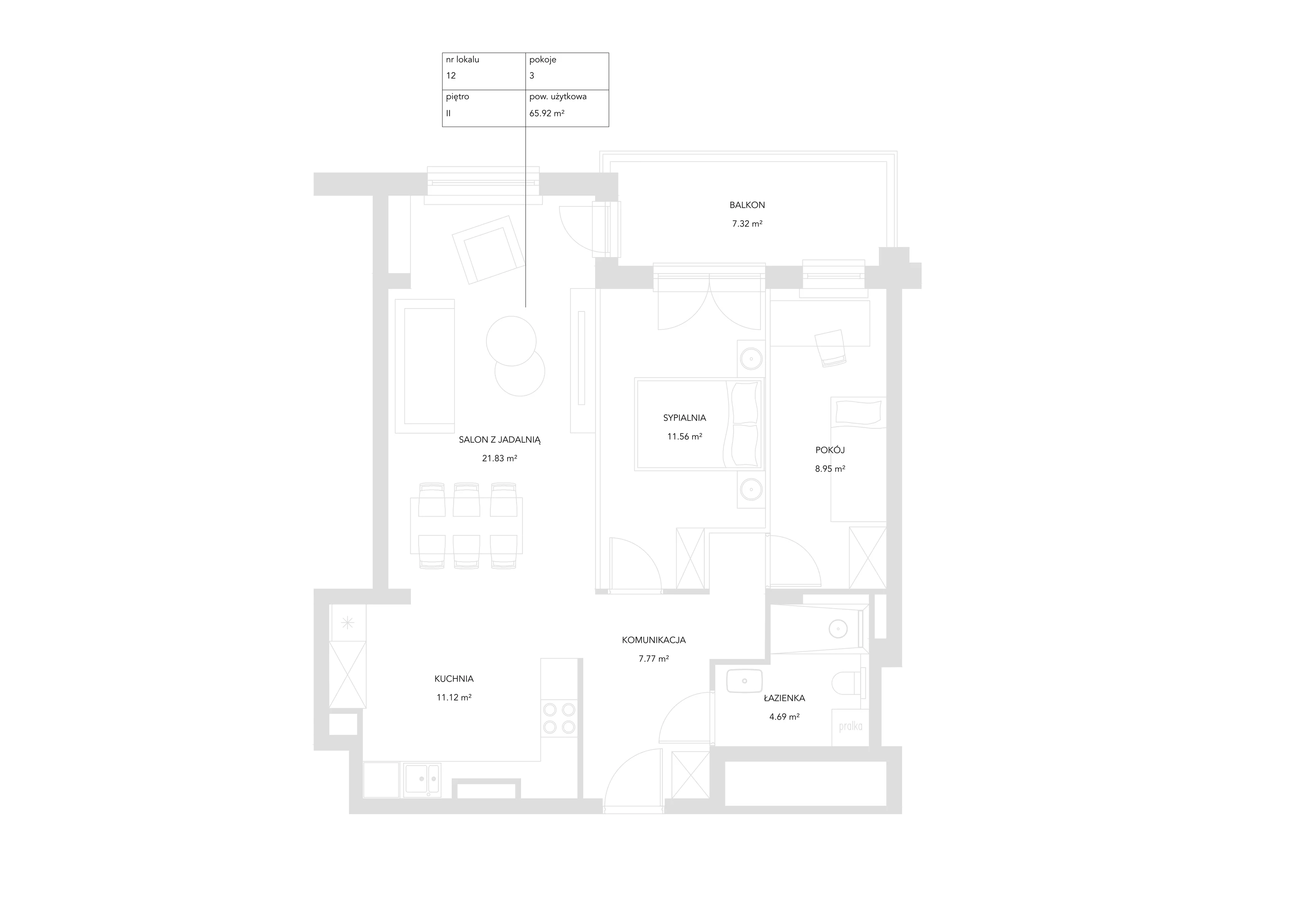 3 pokoje, mieszkanie 65,92 m², piętro 2, oferta nr 12, Zielony Zakątek, Warszawa, Włochy, Stare Włochy, ul. Krańcowa 5