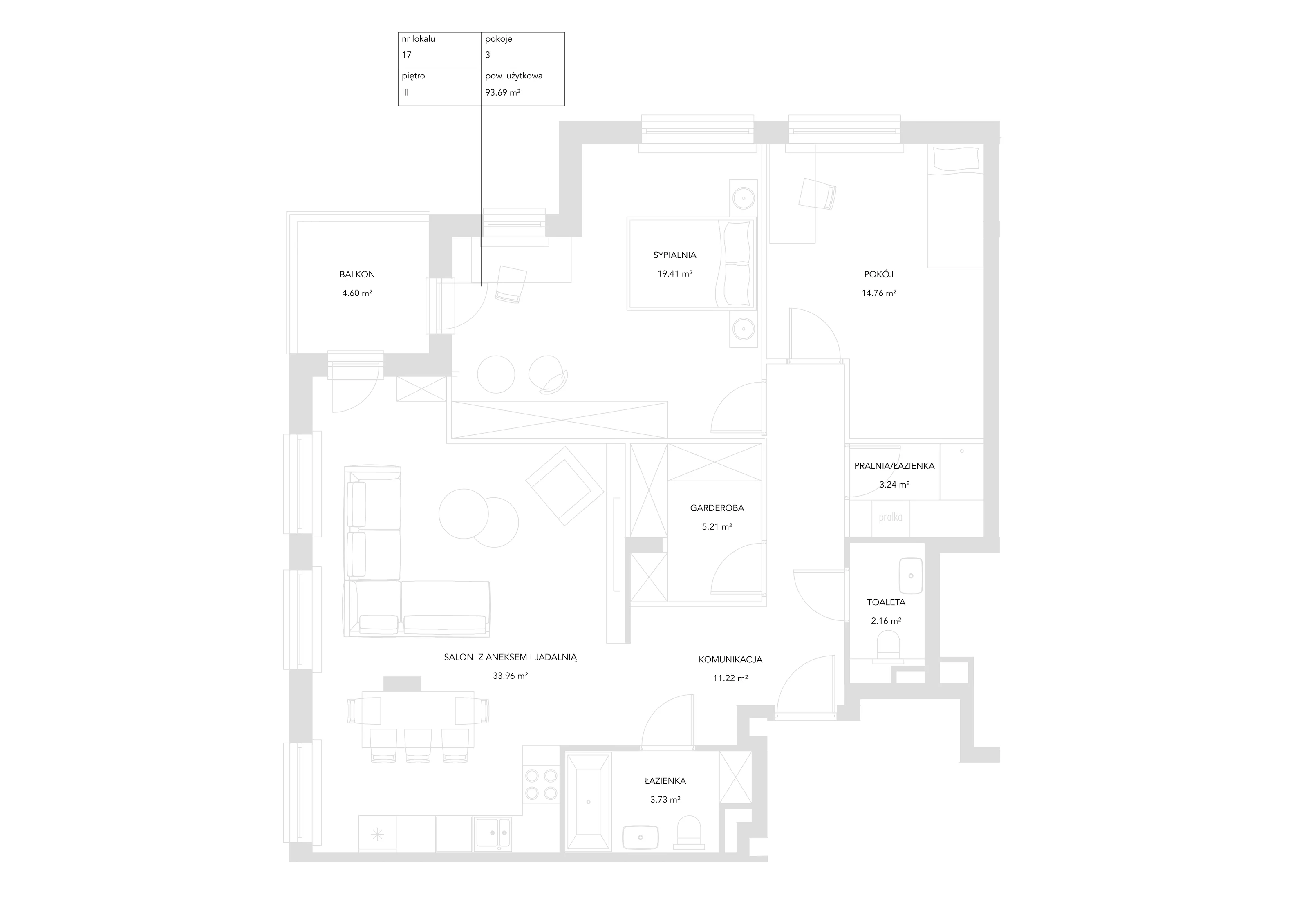 3 pokoje, mieszkanie 93,69 m², piętro 3, oferta nr 17, Zielony Zakątek, Warszawa, Włochy, Stare Włochy, ul. Krańcowa 5