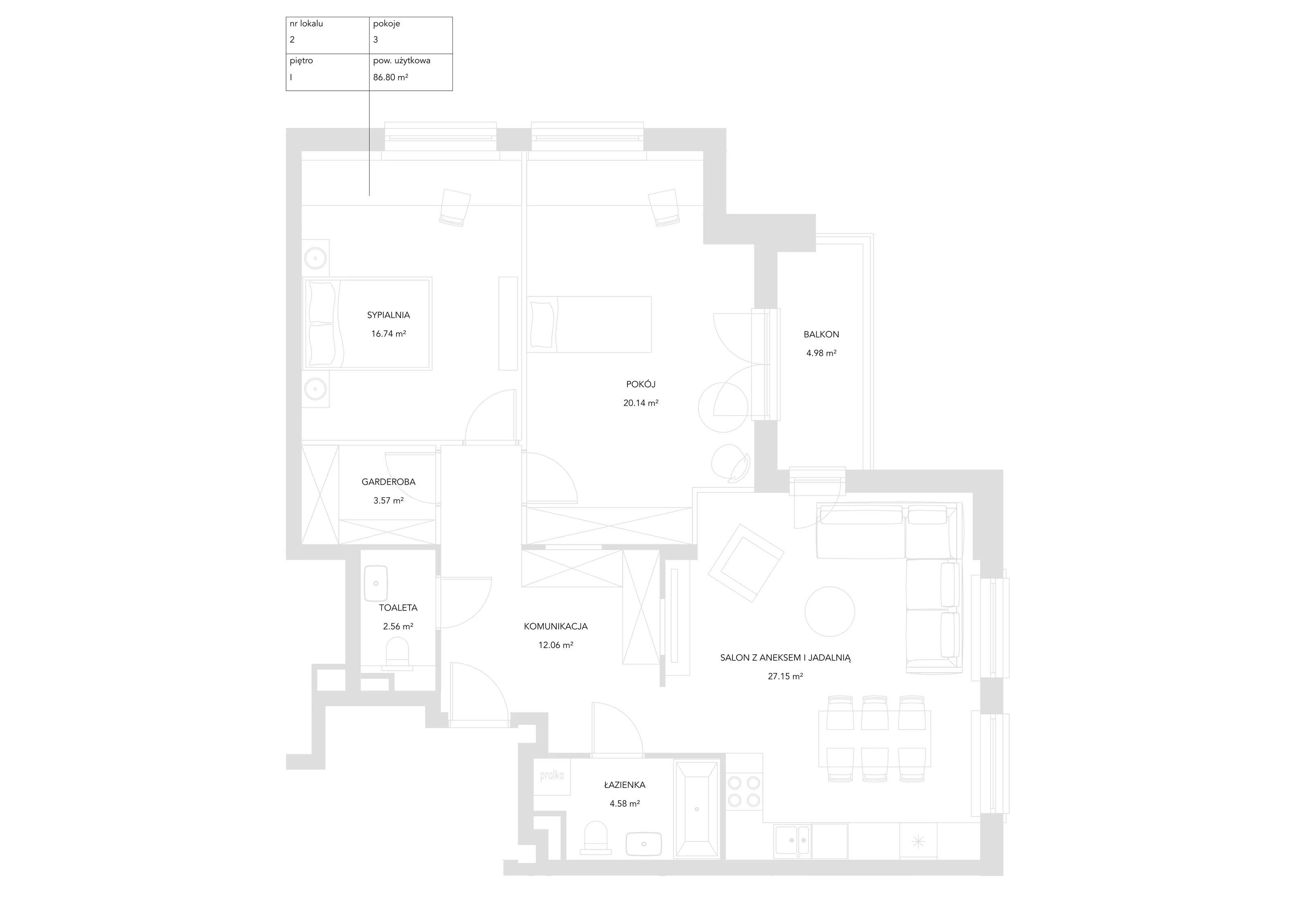 3 pokoje, mieszkanie 86,80 m², piętro 1, oferta nr 2, Zielony Zakątek, Warszawa, Włochy, Stare Włochy, ul. Krańcowa 5