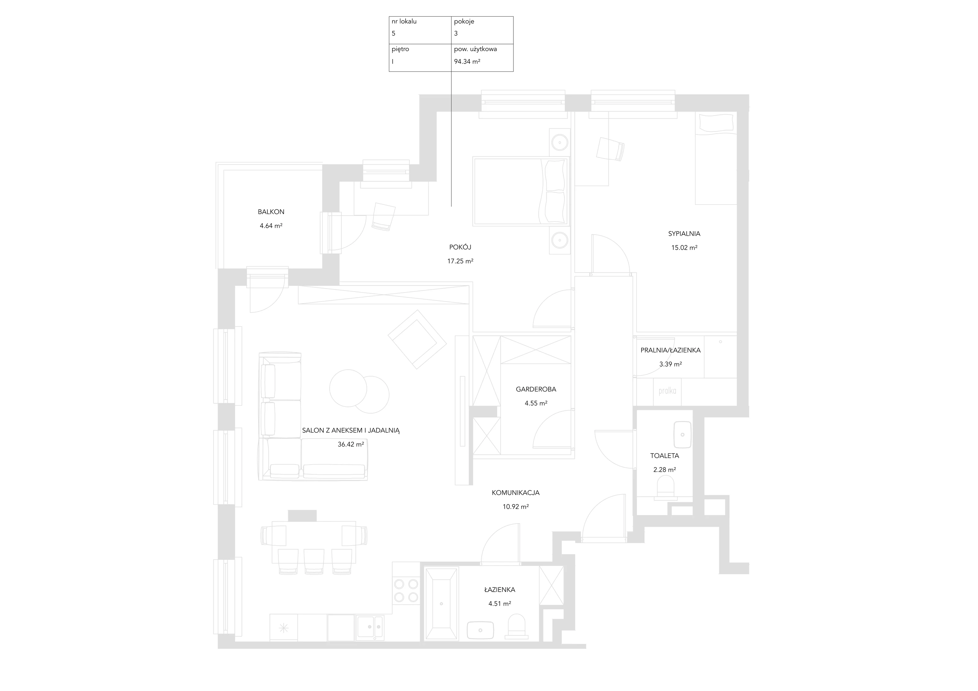 3 pokoje, mieszkanie 94,34 m², piętro 1, oferta nr 5, Zielony Zakątek, Warszawa, Włochy, Stare Włochy, ul. Krańcowa 5