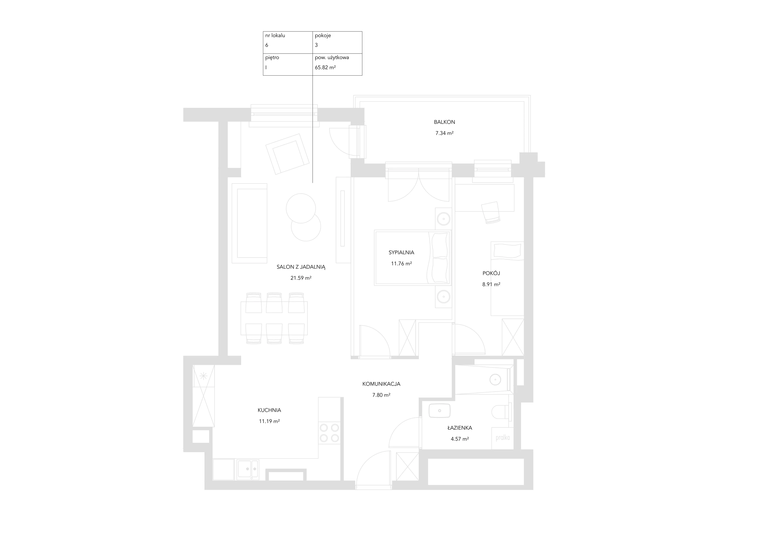 3 pokoje, mieszkanie 65,82 m², piętro 1, oferta nr 6, Zielony Zakątek, Warszawa, Włochy, Stare Włochy, ul. Krańcowa 5
