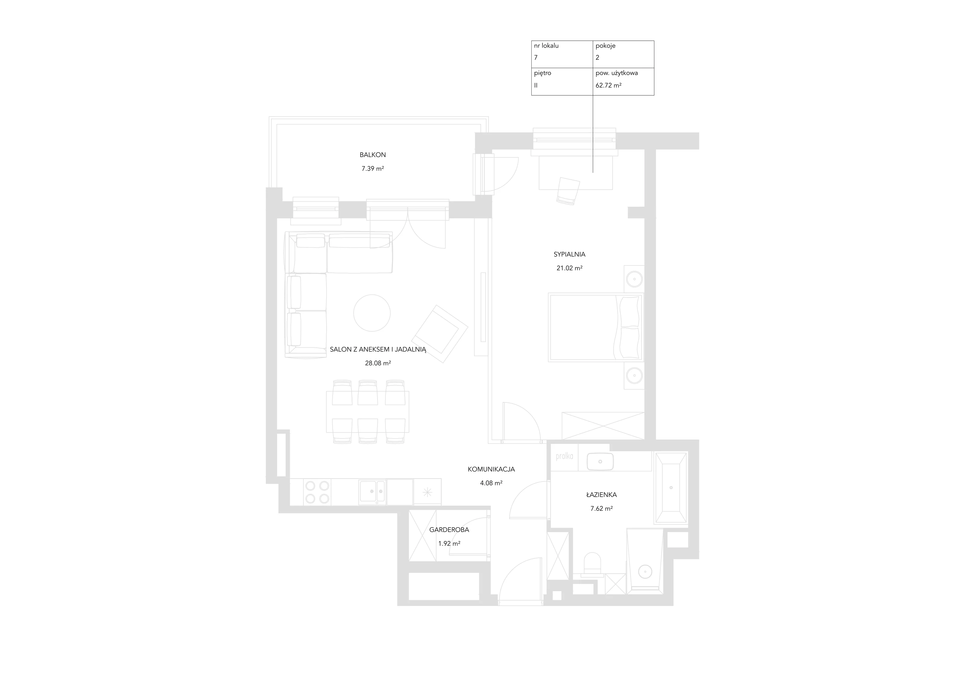 2 pokoje, mieszkanie 62,72 m², piętro 2, oferta nr 7, Zielony Zakątek, Warszawa, Włochy, Stare Włochy, ul. Krańcowa 5