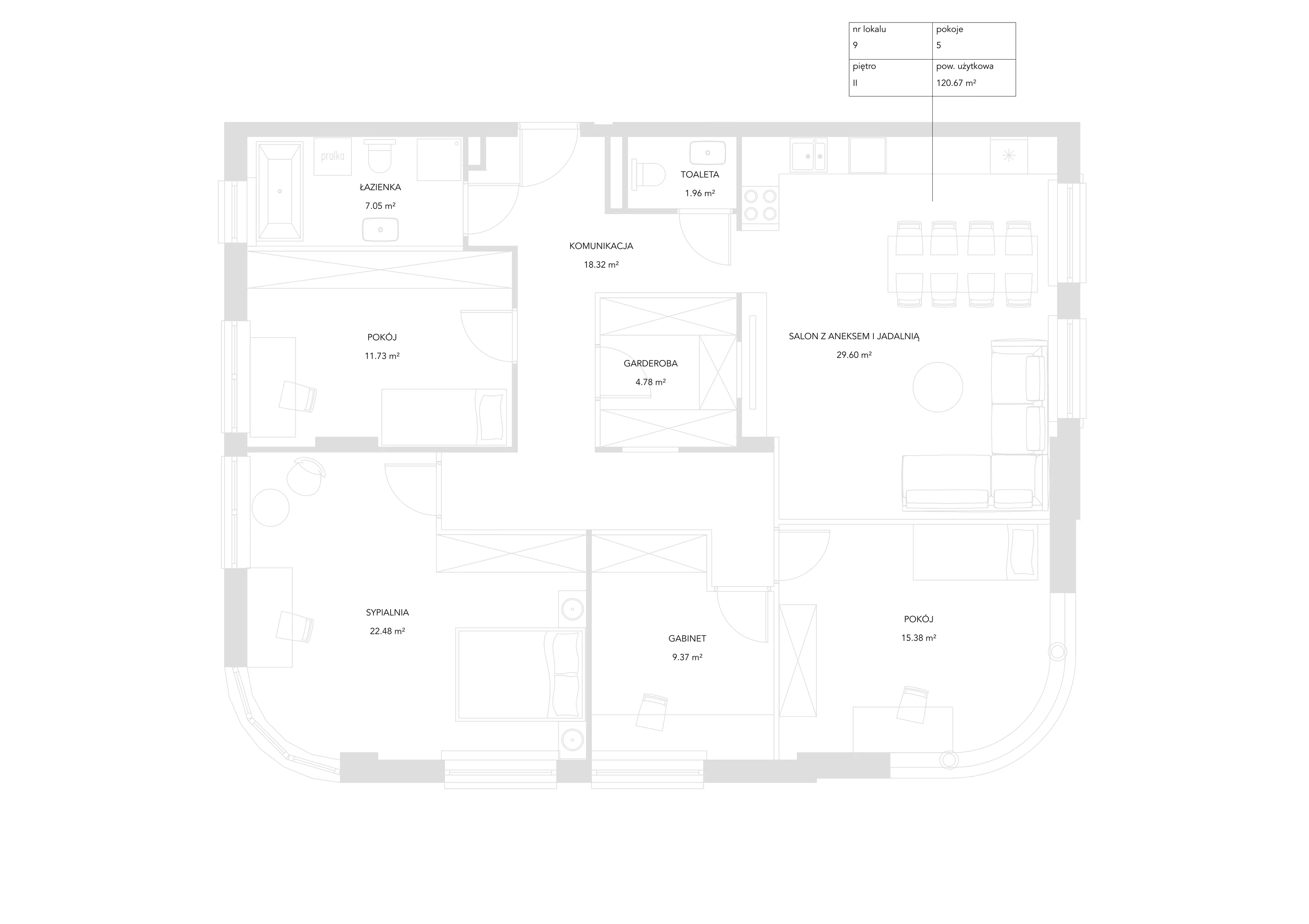 2 pokoje, mieszkanie 120,61 m², piętro 2, oferta nr 9, Zielony Zakątek, Warszawa, Włochy, Stare Włochy, ul. Krańcowa 5