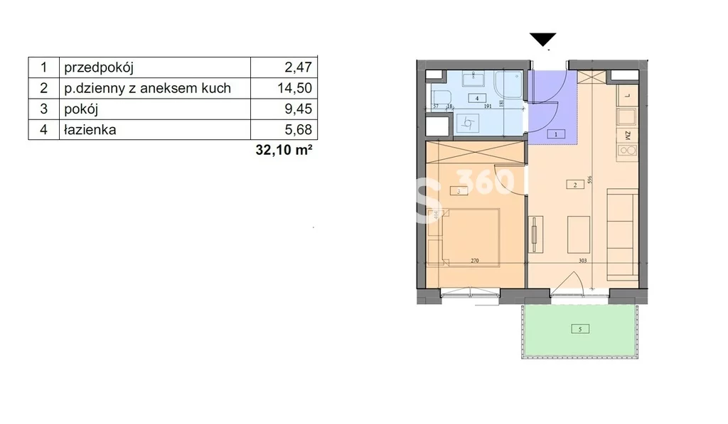 2 pokoje, mieszkanie 32,24 m², piętro 1, oferta nr , 47/17137/OMS, Iwiny, Brochowska