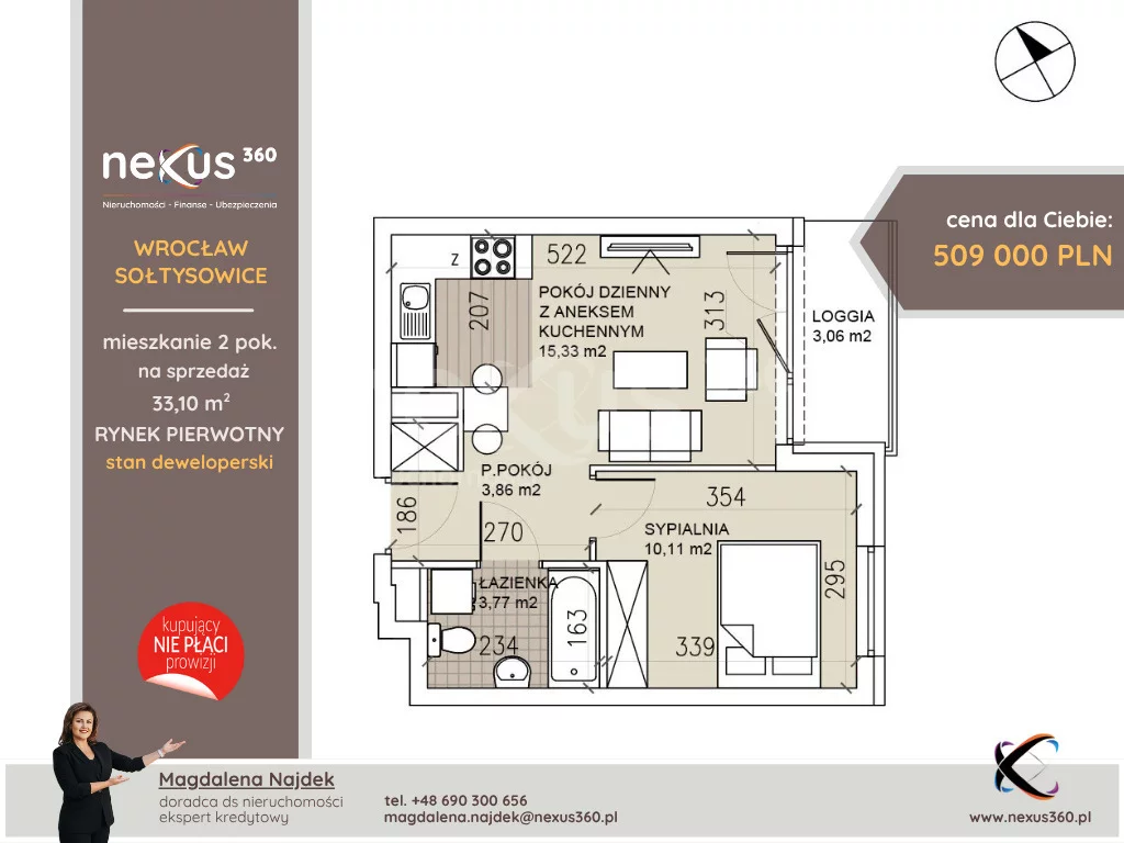 2 pokoje, mieszkanie 33,10 m², piętro 2, oferta nr , 120/17137/OMS, Wrocław, Sołtysowice, Lothara Herbsta