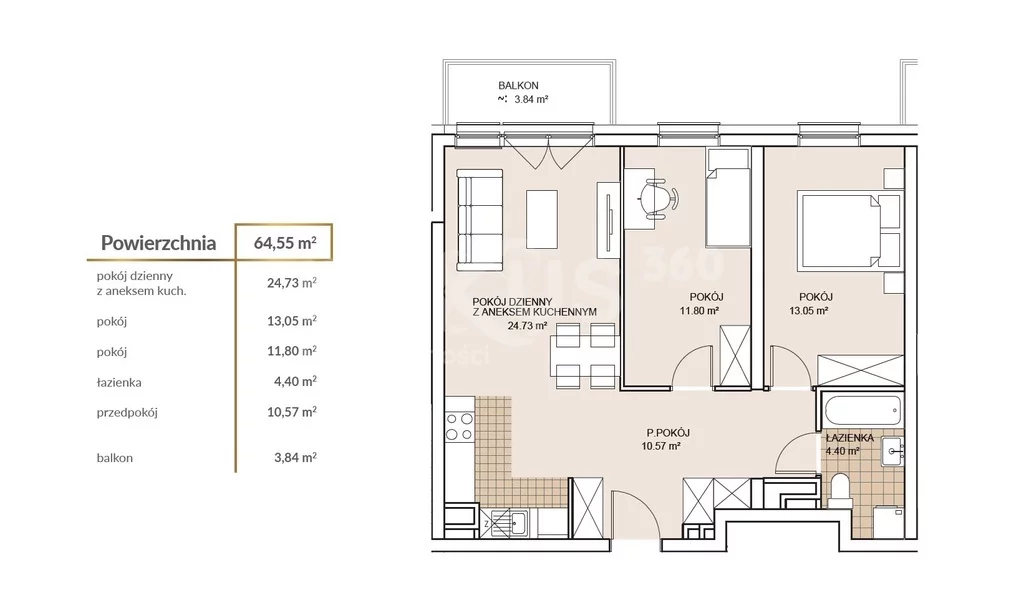 3 pokoje, mieszkanie 64,55 m², piętro 2, oferta nr , 93/17137/OMS, Wrocław, Szczepin, Długa