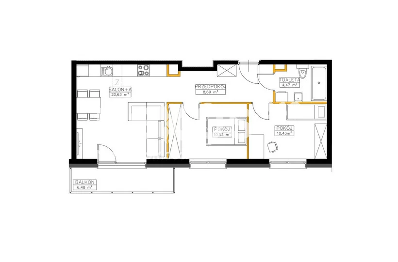 3 pokoje, mieszkanie 54,74 m², piętro 1, oferta nr , 39/17137/OMS, Wrocław, Maślice