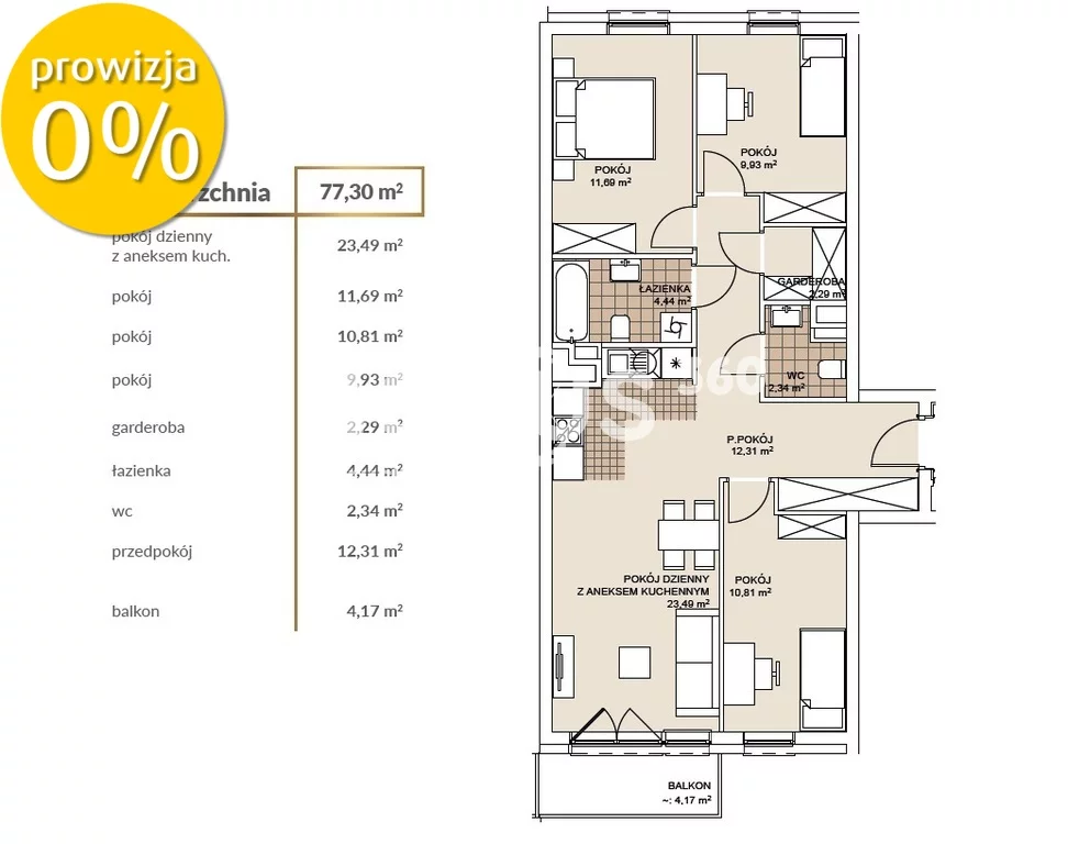 4 pokoje, mieszkanie 77,30 m², parter, oferta nr , 94/17137/OMS, Wrocław, Długa