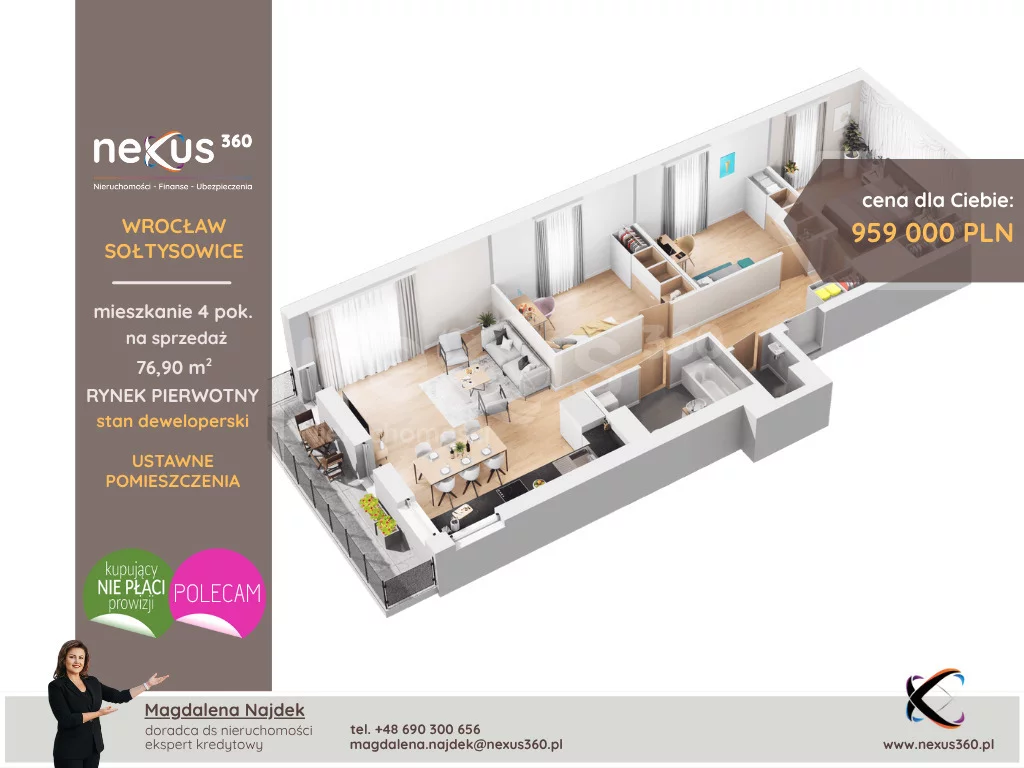 4 pokoje, mieszkanie 76,90 m², piętro 1, oferta nr , 122/17137/OMS, Wrocław, Sołtysowice, Lothara Herbsta