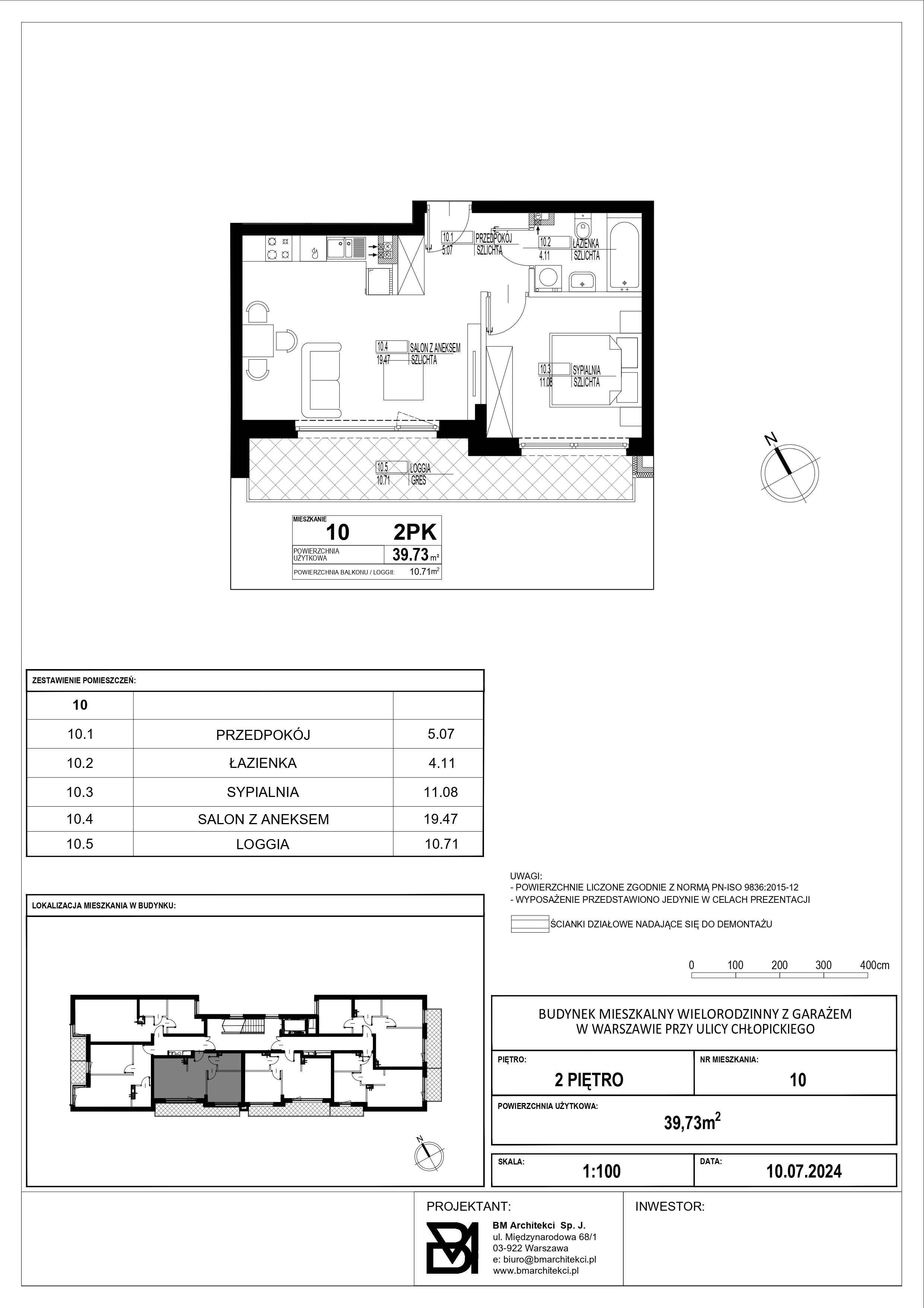 2 pokoje, mieszkanie 39,73 m², piętro 2, oferta nr 10, Stacja Olszynka, Warszawa, Praga Południe, Gocławek, ul. Załęże 14