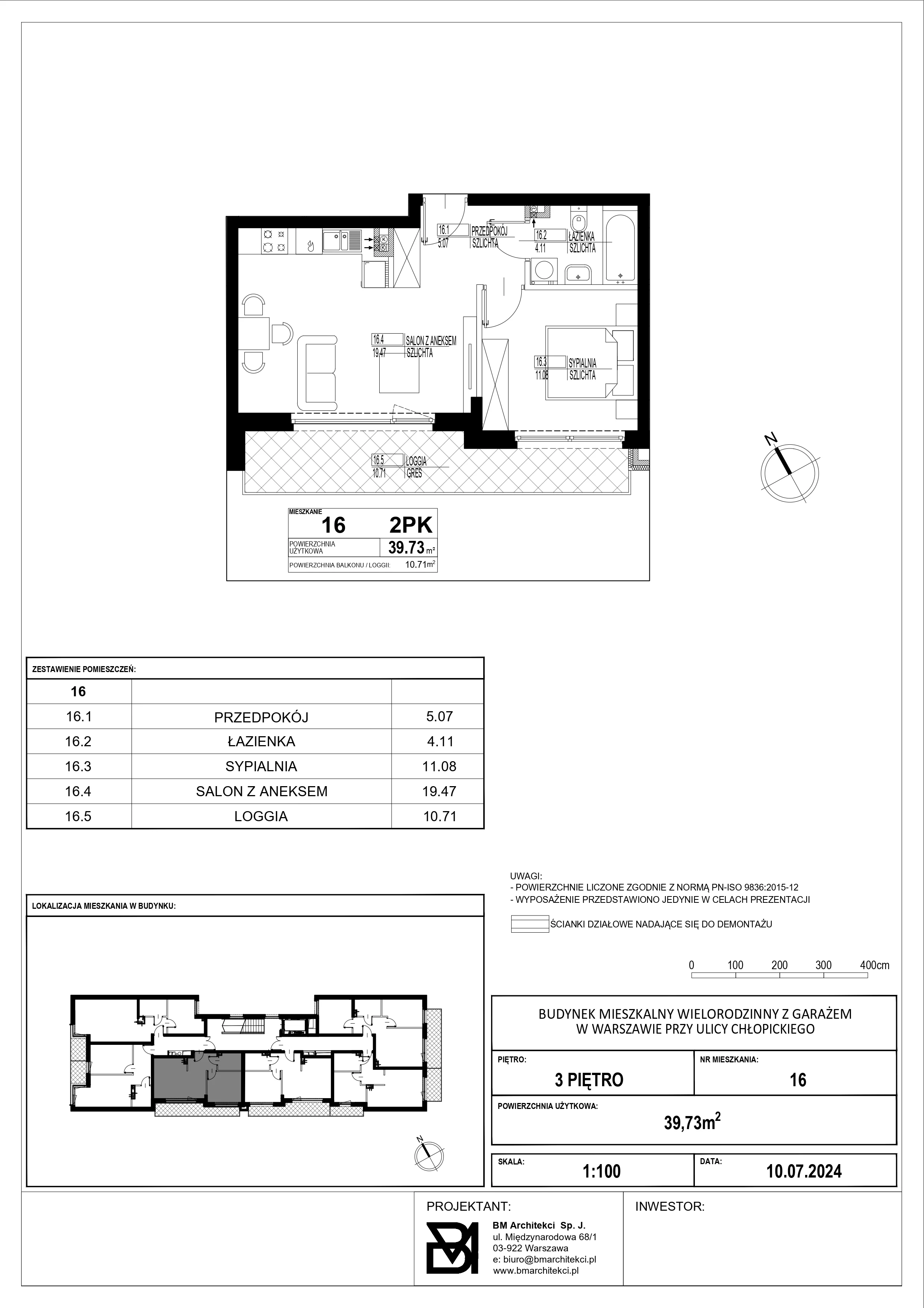 2 pokoje, mieszkanie 39,73 m², piętro 3, oferta nr 16, Stacja Olszynka, Warszawa, Praga Południe, Gocławek, ul. Załęże 14