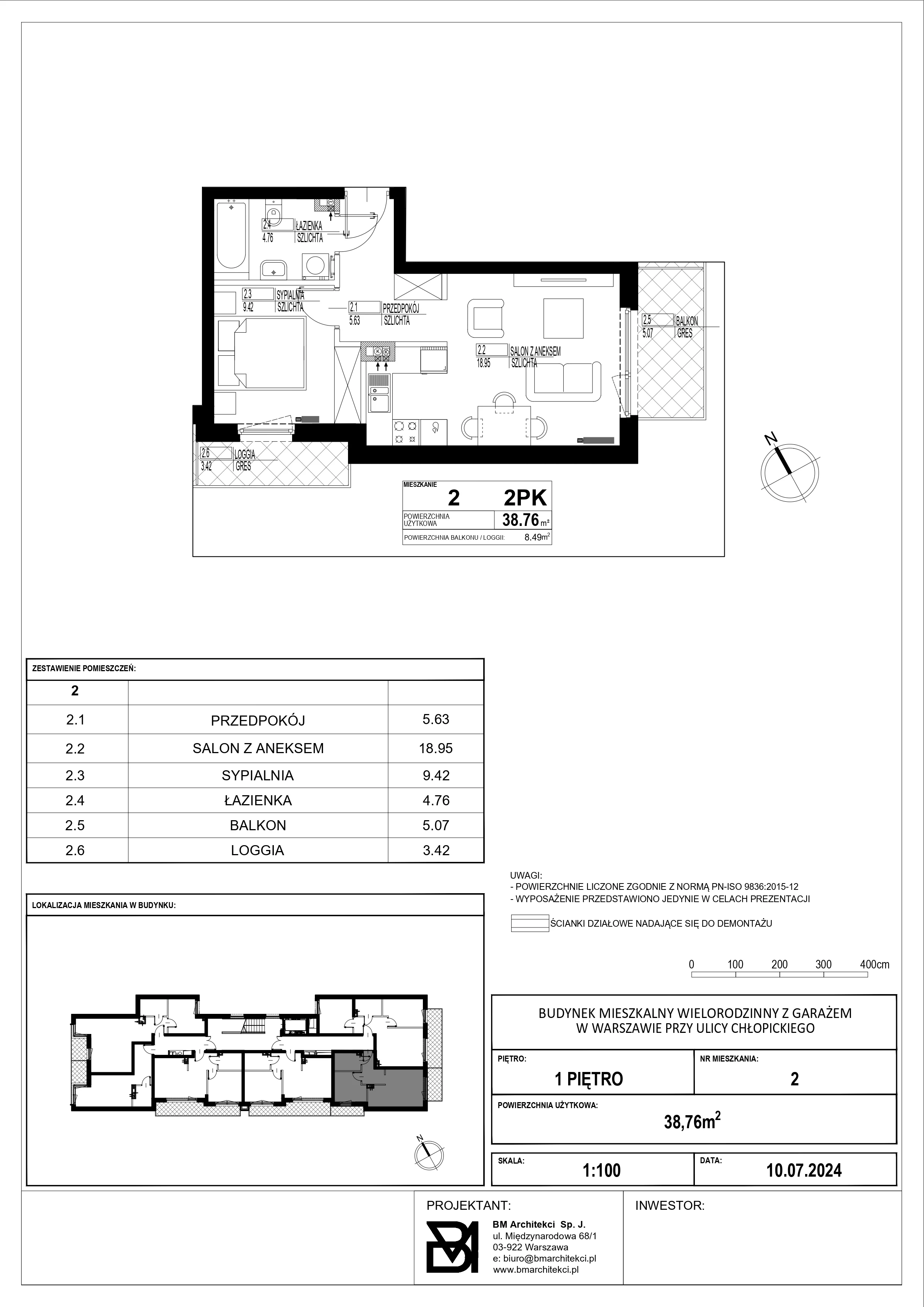 2 pokoje, mieszkanie 38,76 m², piętro 1, oferta nr 2, Stacja Olszynka, Warszawa, Praga Południe, Gocławek, ul. Załęże 14