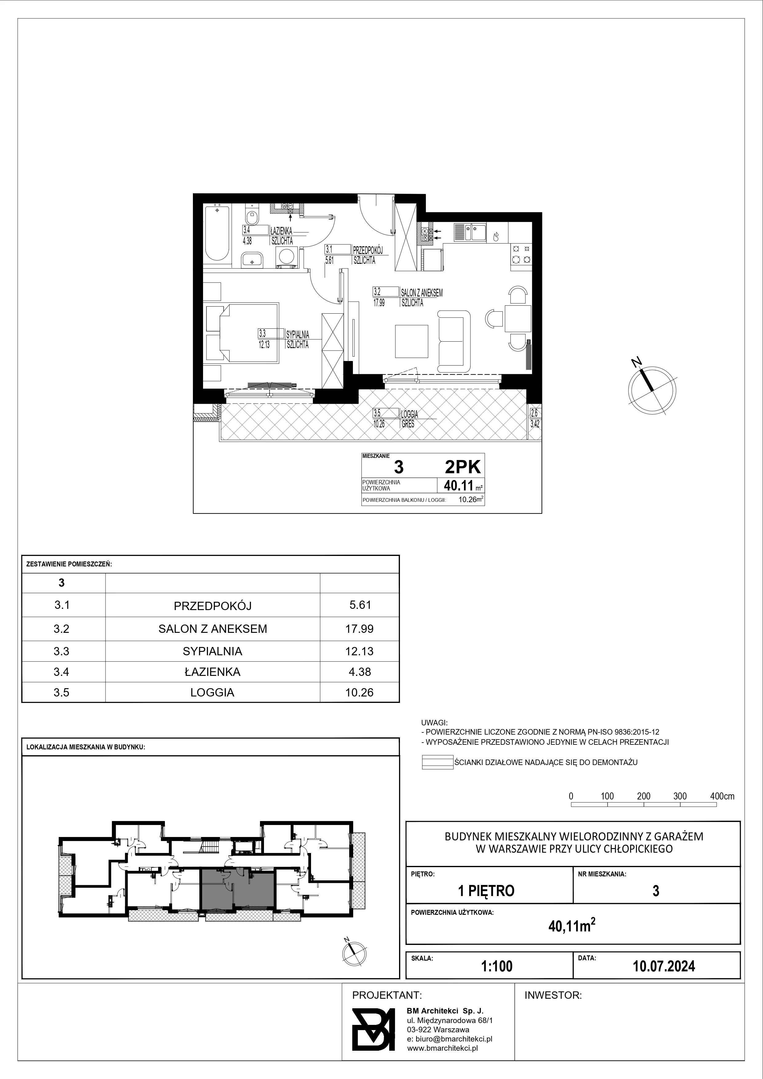 2 pokoje, mieszkanie 40,11 m², piętro 1, oferta nr 3, Stacja Olszynka, Warszawa, Praga Południe, Gocławek, ul. Załęże 14
