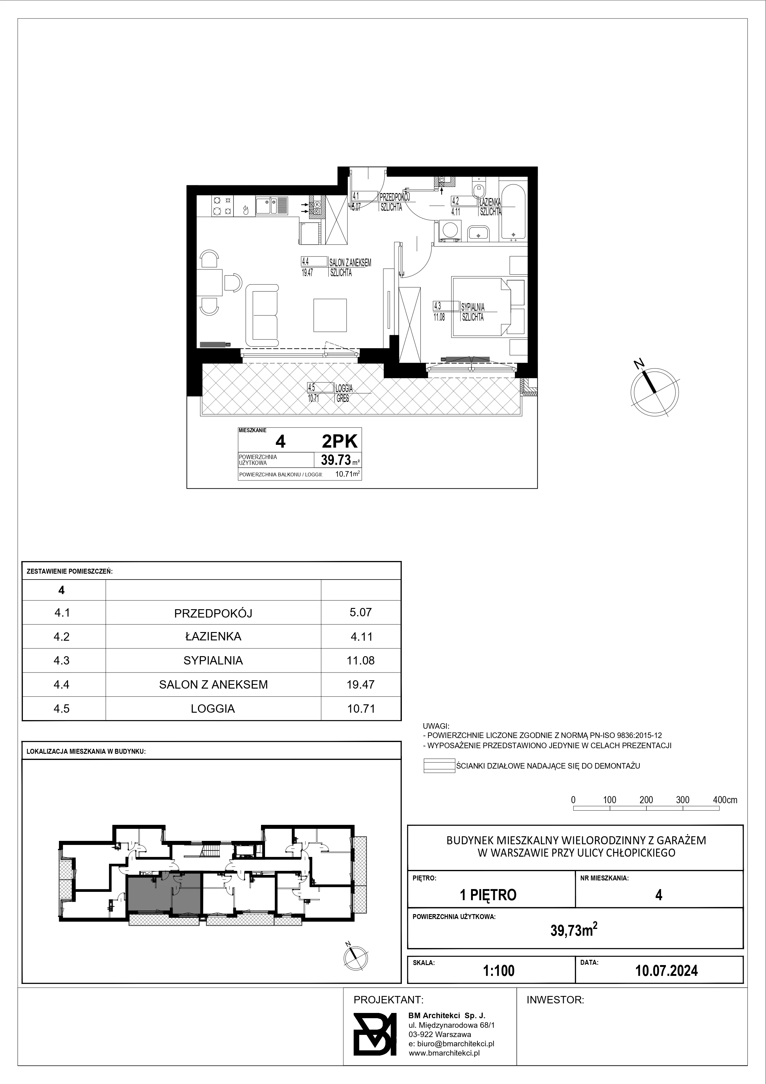 2 pokoje, mieszkanie 39,73 m², piętro 1, oferta nr 4, Stacja Olszynka, Warszawa, Praga Południe, Gocławek, ul. Załęże 14