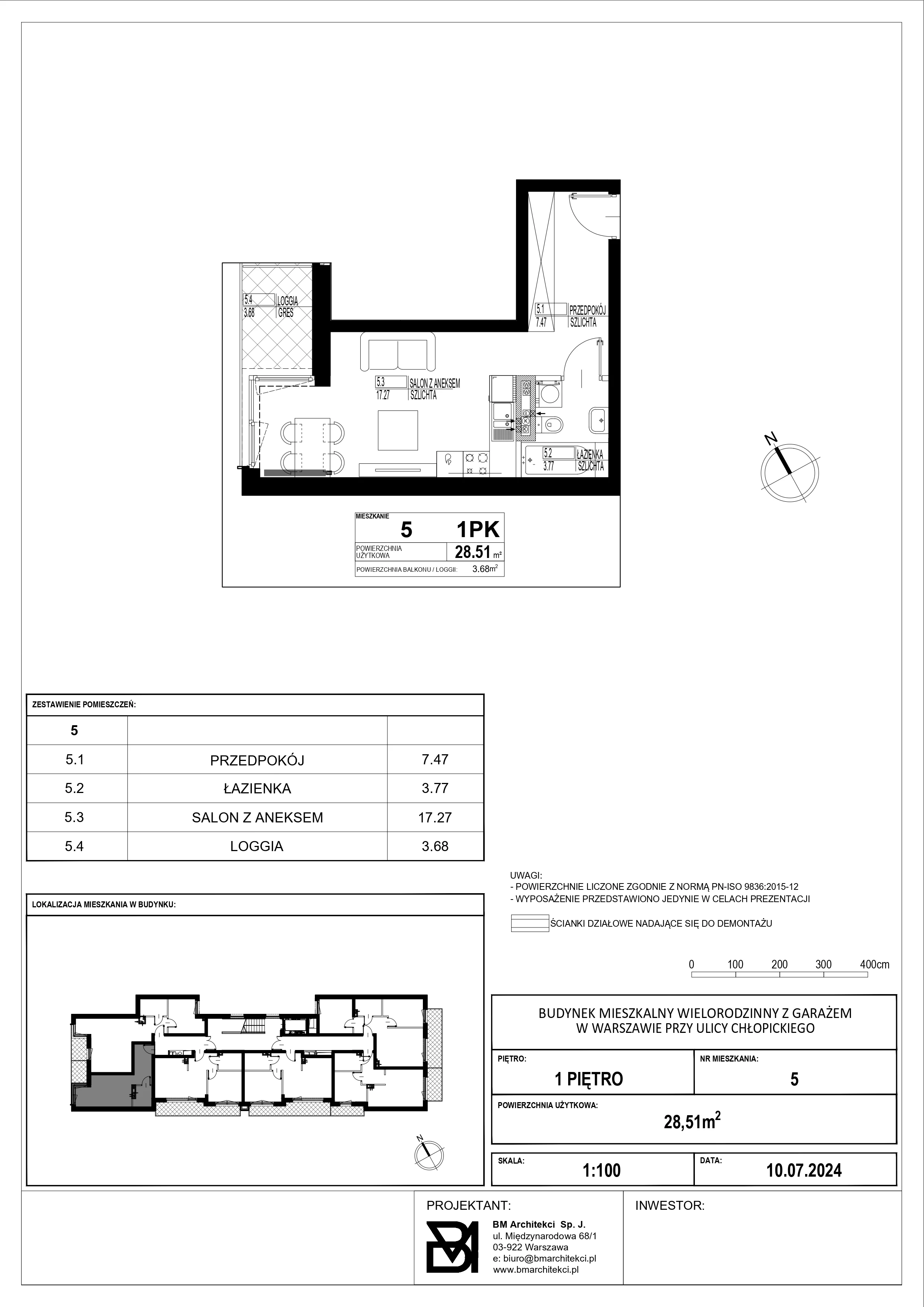 1 pokój, mieszkanie 28,51 m², piętro 1, oferta nr 5, Stacja Olszynka, Warszawa, Praga Południe, Gocławek, ul. Załęże 14