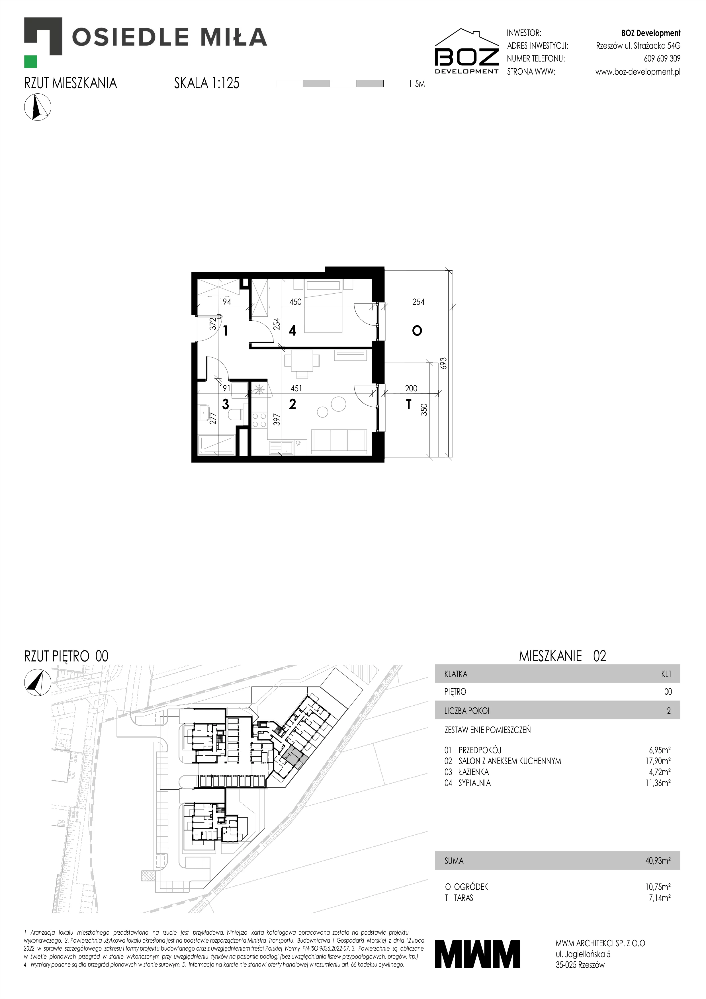 2 pokoje, mieszkanie 40,93 m², parter, oferta nr 2, Strażacka 54G, Rzeszów, Drabinianka, ul. Strażacka 54