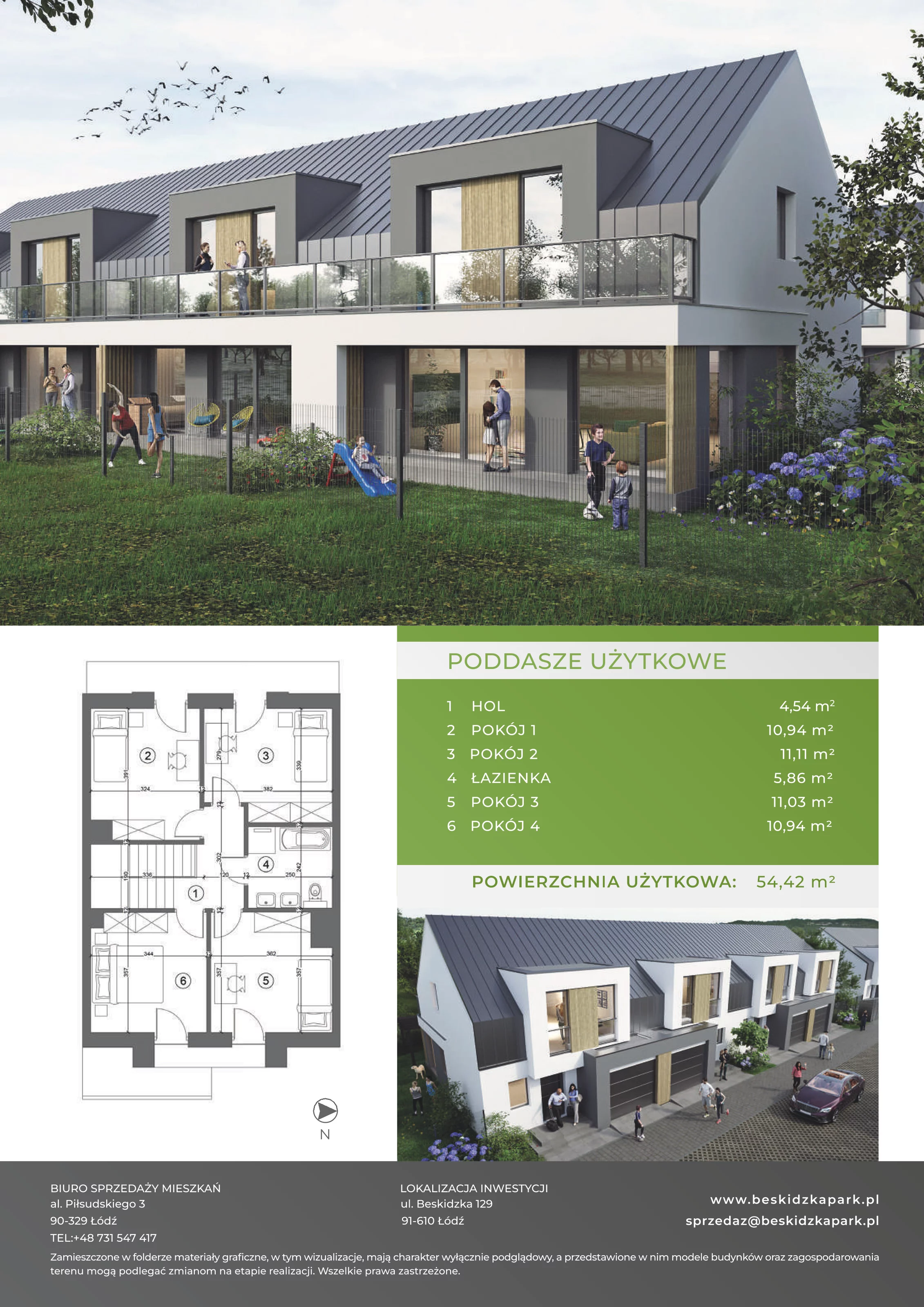 Dom 125,09 m², oferta nr A.1.3, Beskidzka Park, Łódź, Widzew, ul. Beskidzka 129