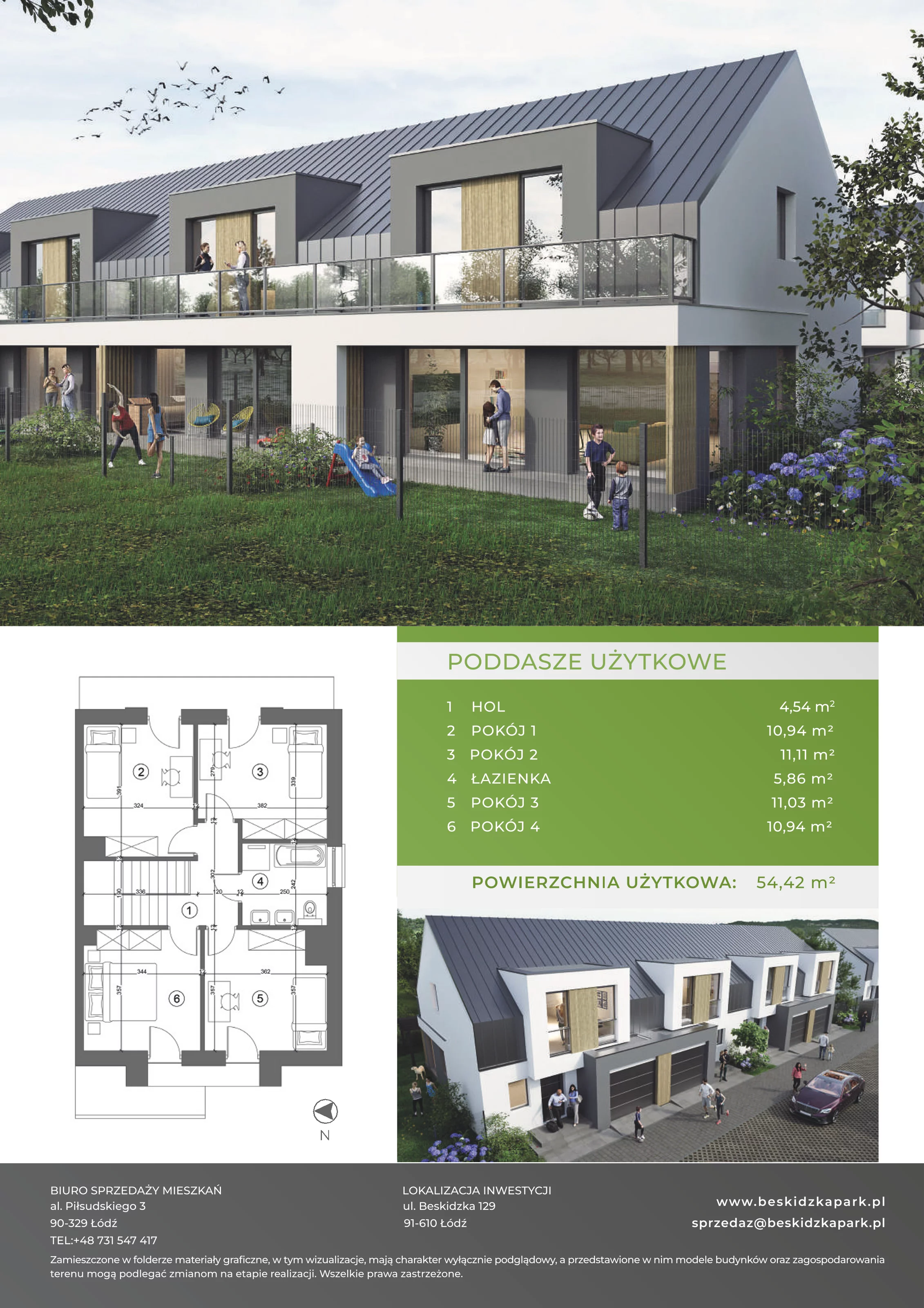 Dom 125,09 m², oferta nr B.1.4, Beskidzka Park, Łódź, Widzew, ul. Beskidzka 129