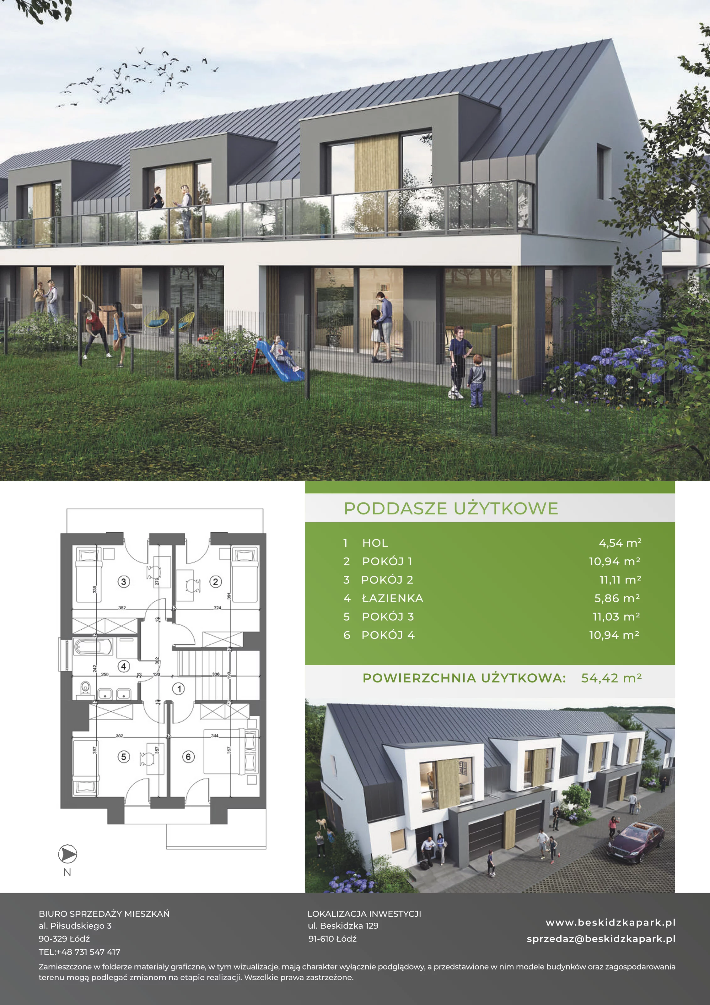 Dom 125,09 m², oferta nr C.1.4, Beskidzka Park, Łódź, Widzew, ul. Beskidzka 129