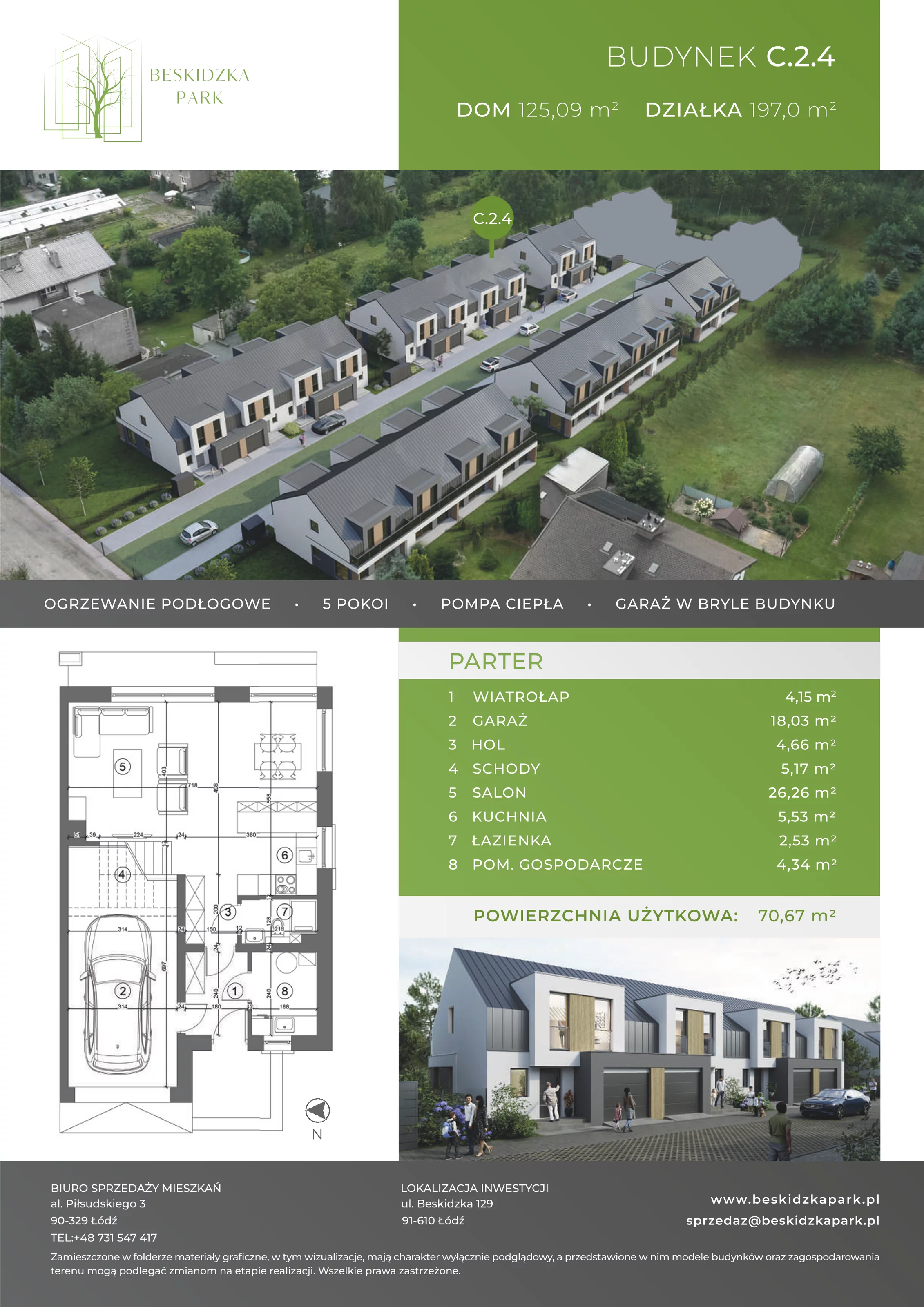 Dom 125,09 m², oferta nr C.2.4, Beskidzka Park, Łódź, Widzew, ul. Beskidzka 129