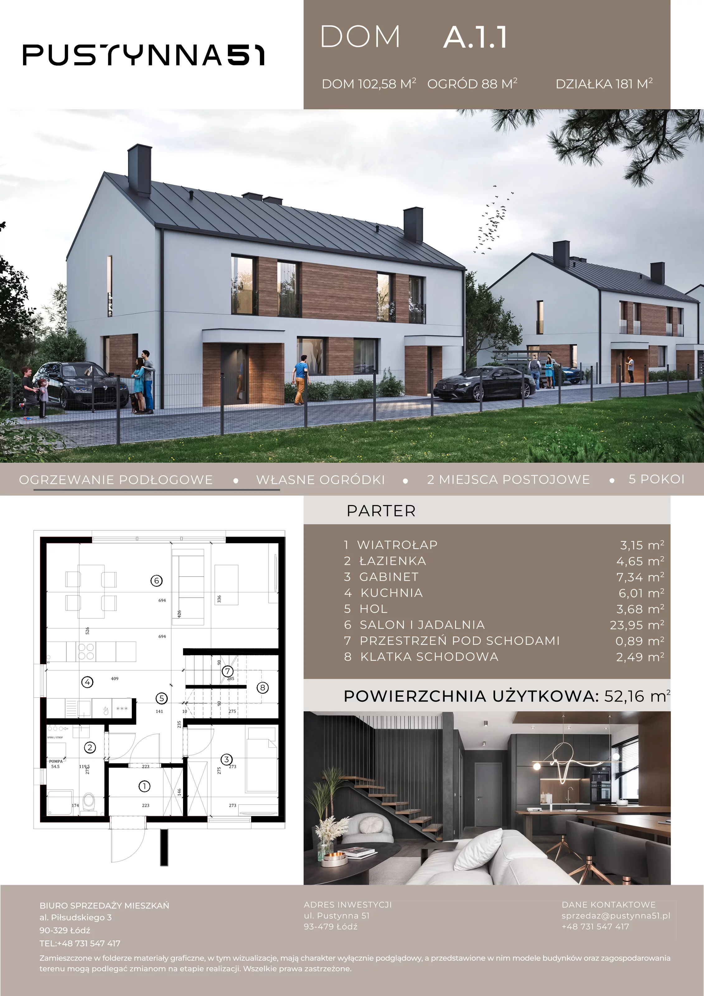 Dom 102,58 m², oferta nr A.1.1, Pustynna 51, Łódź, Górna, ul. Pustynna 51