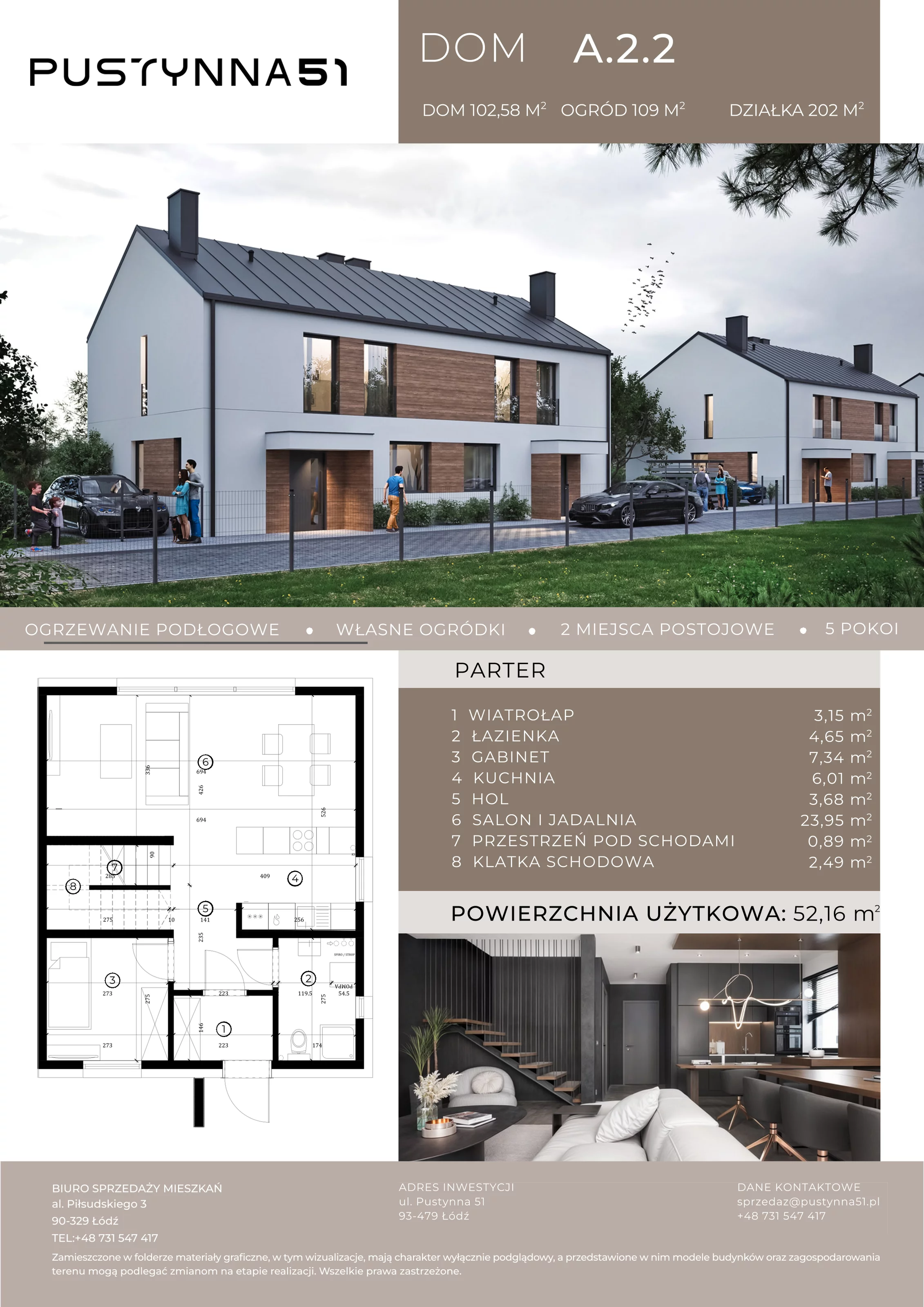 Dom 102,58 m², oferta nr A.2.2, Pustynna 51, Łódź, Górna, ul. Pustynna 51