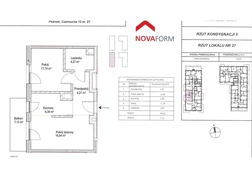 2 pokoje, mieszkanie 44,62 m², piętro 4, oferta nr , 10276677, Poznań, Naramowice, Czarnucha 13
