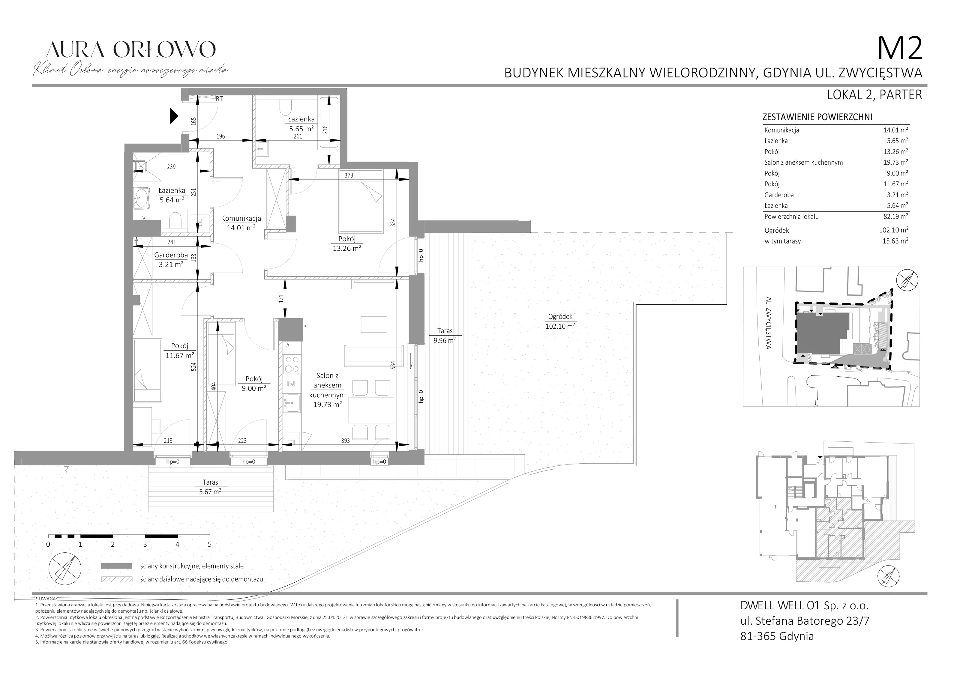 4 pokoje, mieszkanie 82,19 m², parter, oferta nr M2, Aura Orłowo, Gdynia, Orłowo, Kolibki, ul. Aleja Zwycięstwa 193