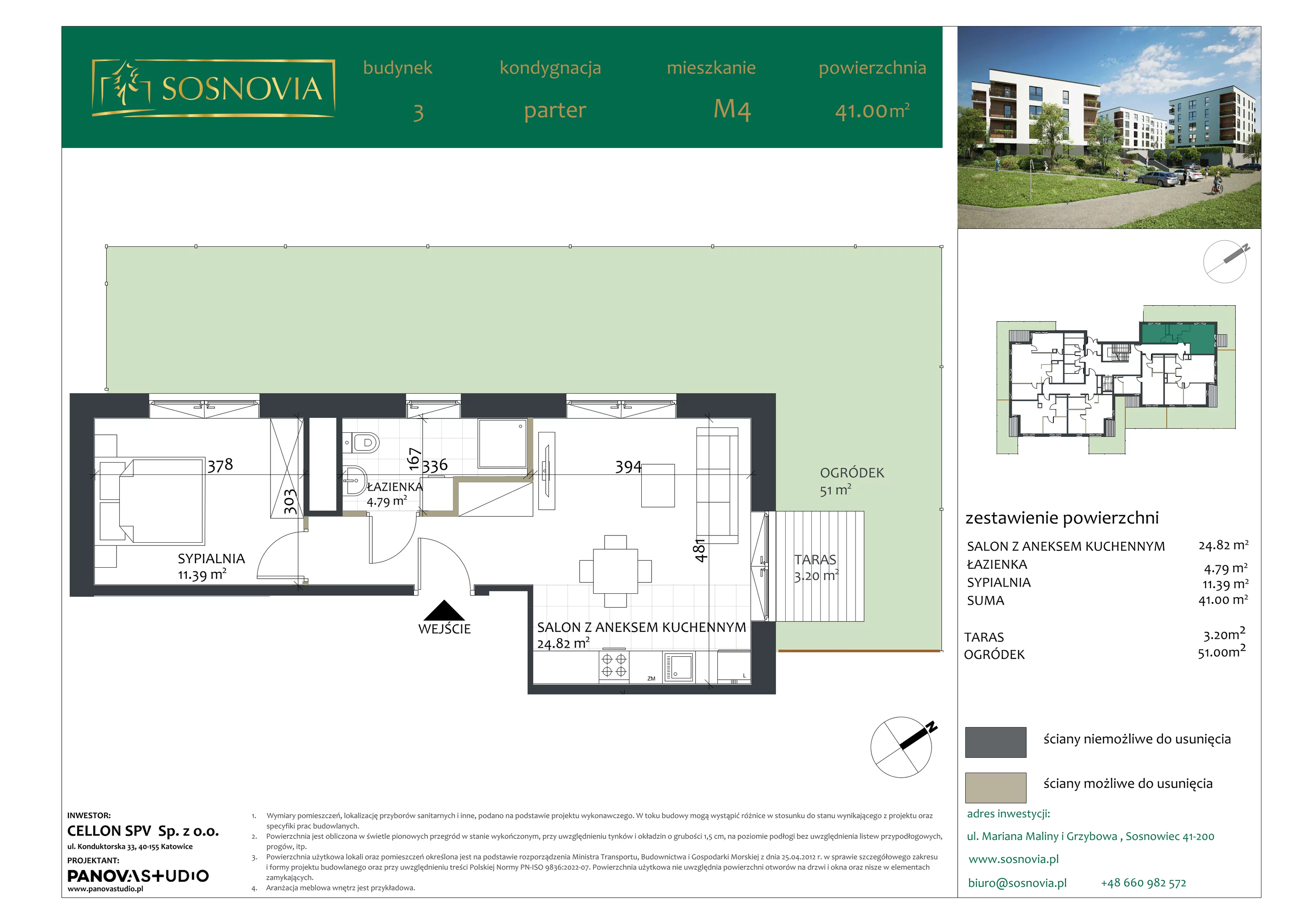 2 pokoje, mieszkanie 41,00 m², parter, oferta nr B3.M4, Sosnovia, Sosnowiec, Dańdówka, ul. Mariana Maliny/Grzybowa