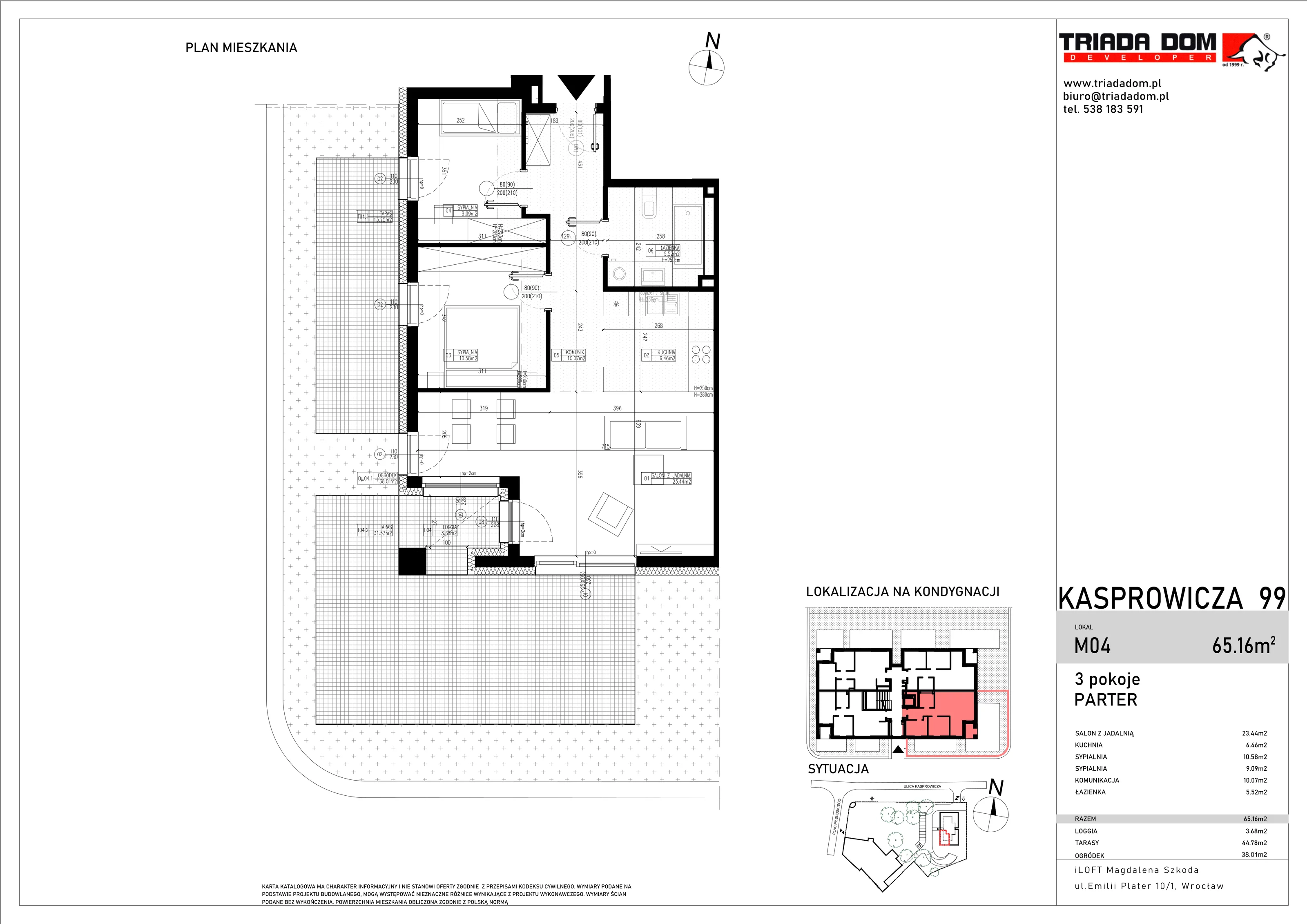Apartament 65,16 m², parter, oferta nr M04, Apartamenty Kasprowicza Premium, Wrocław, Psie Pole-Zawidawie, Karłowice, al. Jana Kasprowicza 99