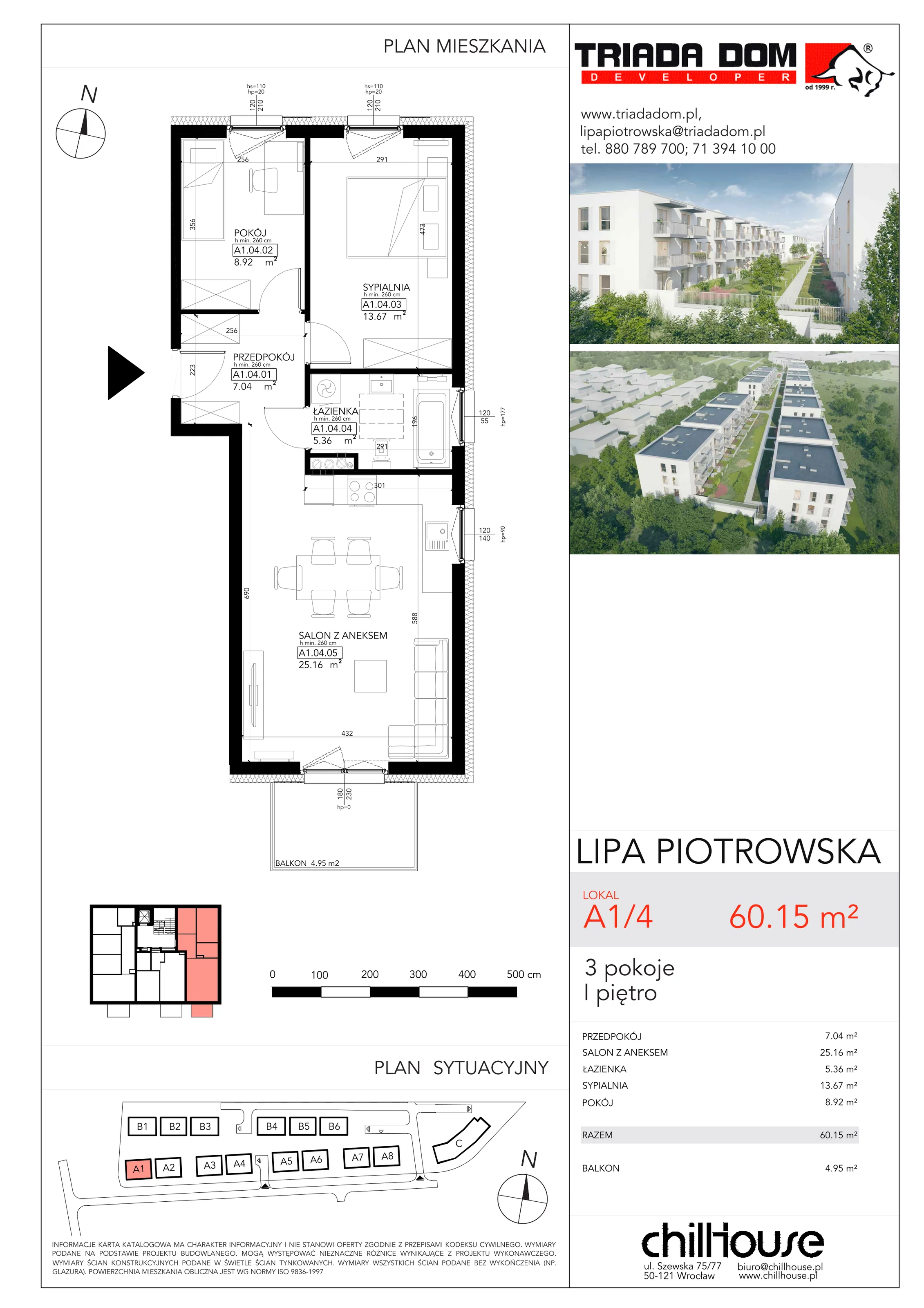 Mieszkanie 60,15 m², piętro 1, oferta nr A14, Lipa Piotrowska, Wrocław, Lipa Piotrowska, ul. Lawendowa / Melisowa