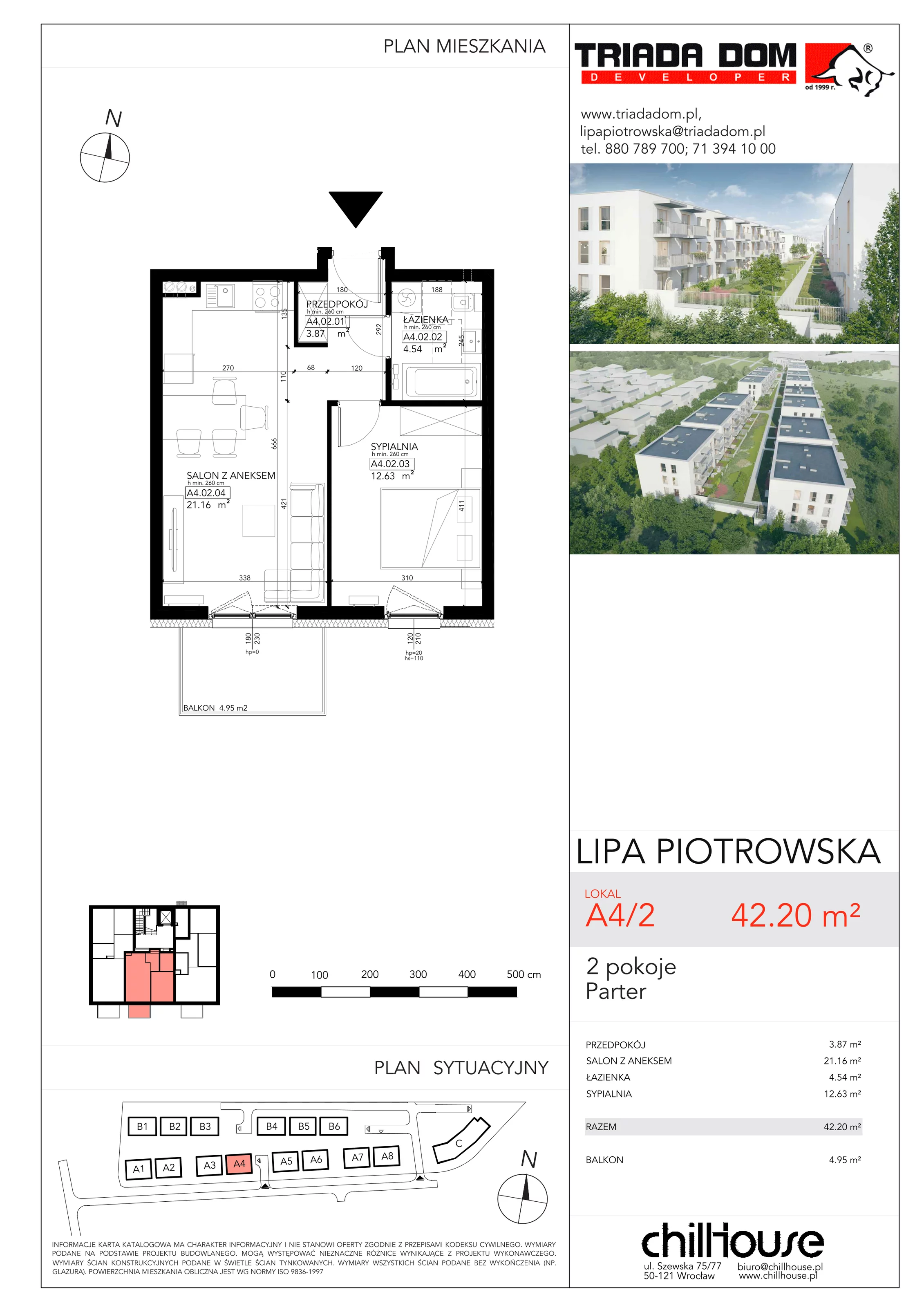 Mieszkanie 42,20 m², parter, oferta nr A42, Lipa Piotrowska, Wrocław, Lipa Piotrowska, ul. Lawendowa / Melisowa