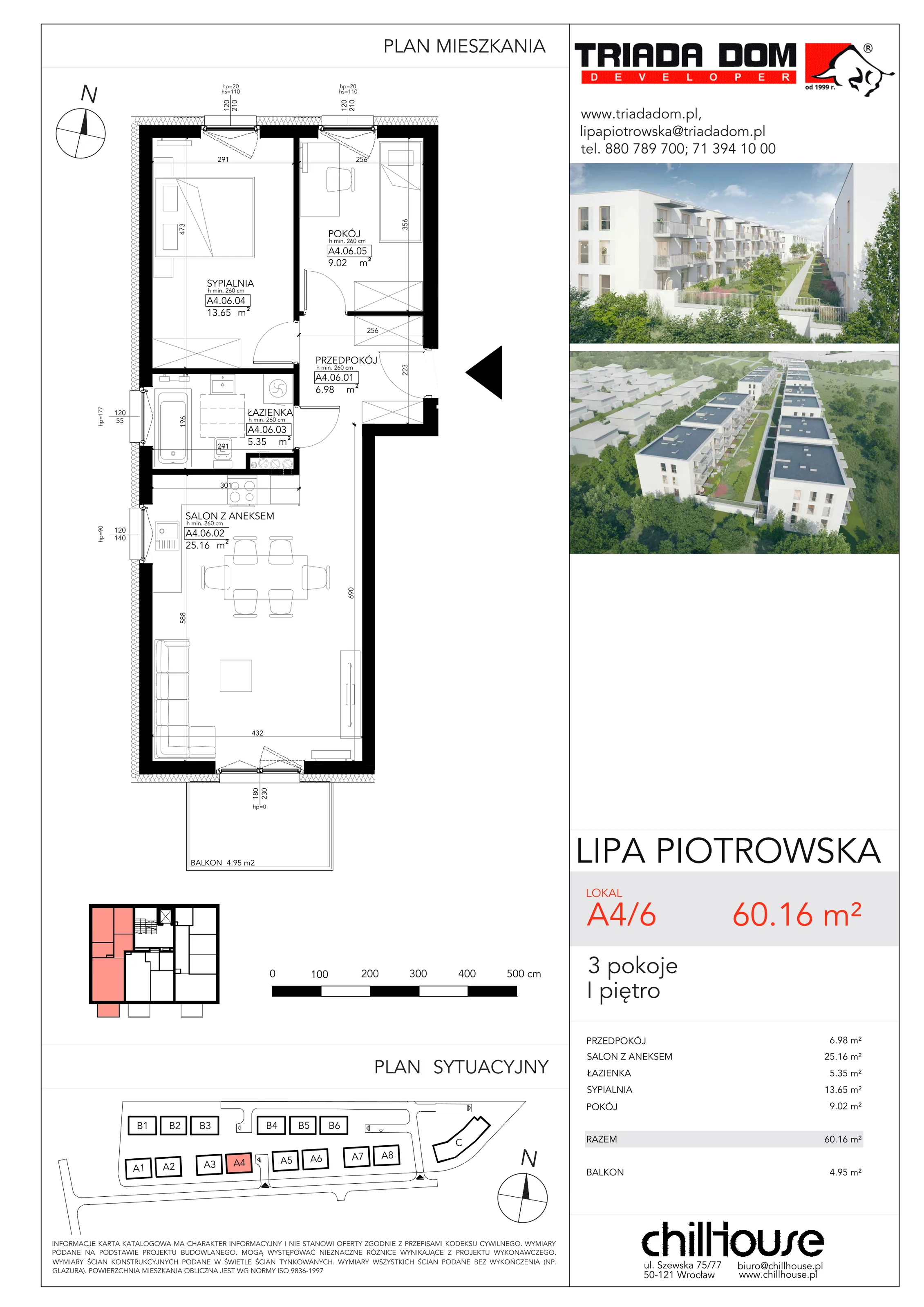Mieszkanie 60,16 m², piętro 1, oferta nr A46, Lipa Piotrowska, Wrocław, Lipa Piotrowska, ul. Lawendowa / Melisowa